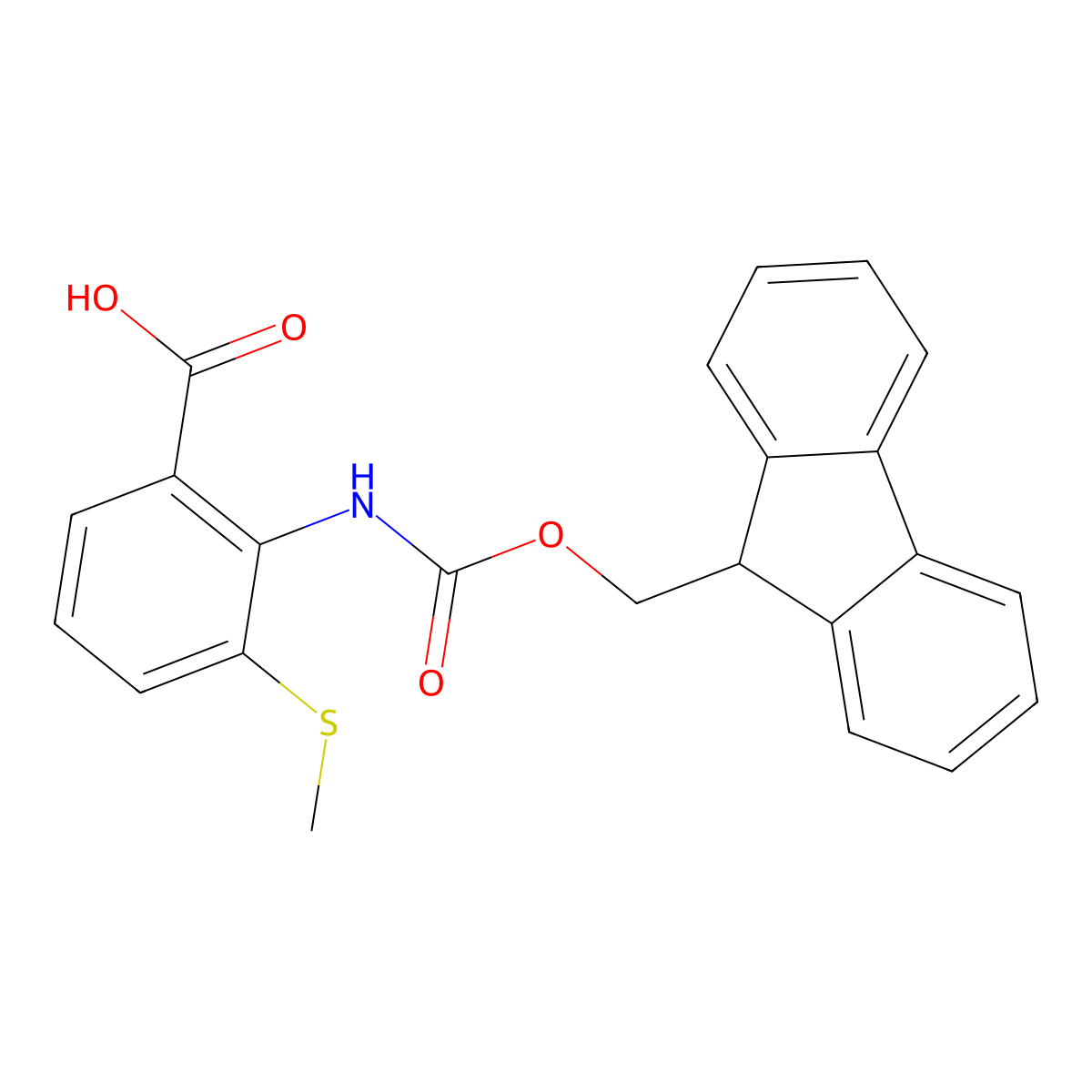 2-({[(9H-fluoren-9-yl)methoxy]carbonyl}amino)-3-(methylsulfanyl)benzoic acid molecular structure, CAS 2287300-51-8