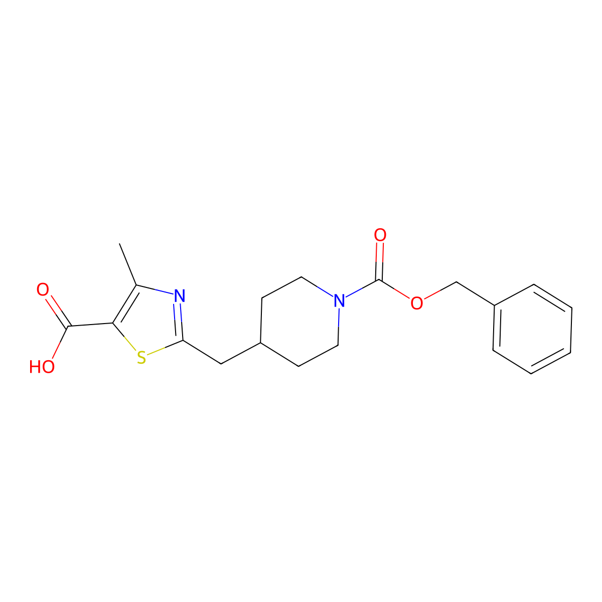 2-({1-[(Benzyloxy)carbonyl]piperidin-4-yl}methyl)-4-methyl-1,3-thiazole-5-carboxylic acid molecular structure, CAS 2287300-80-3