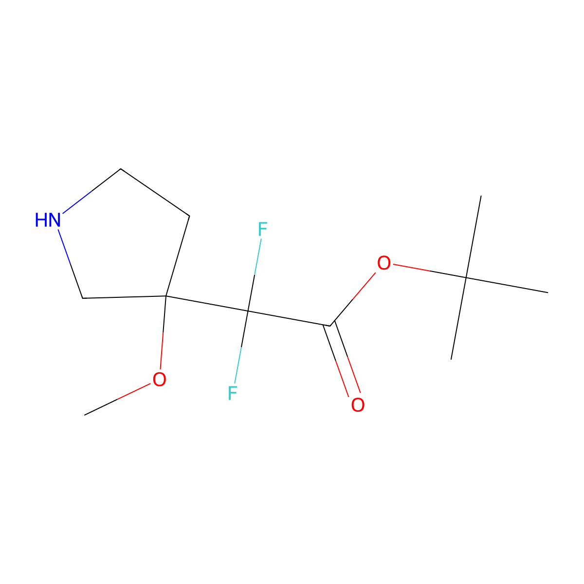 Tert-butyl 2,2-difluoro-2-(3-methoxypyrrolidin-3-yl)acetate molecular structure, CAS 2287300-82-5