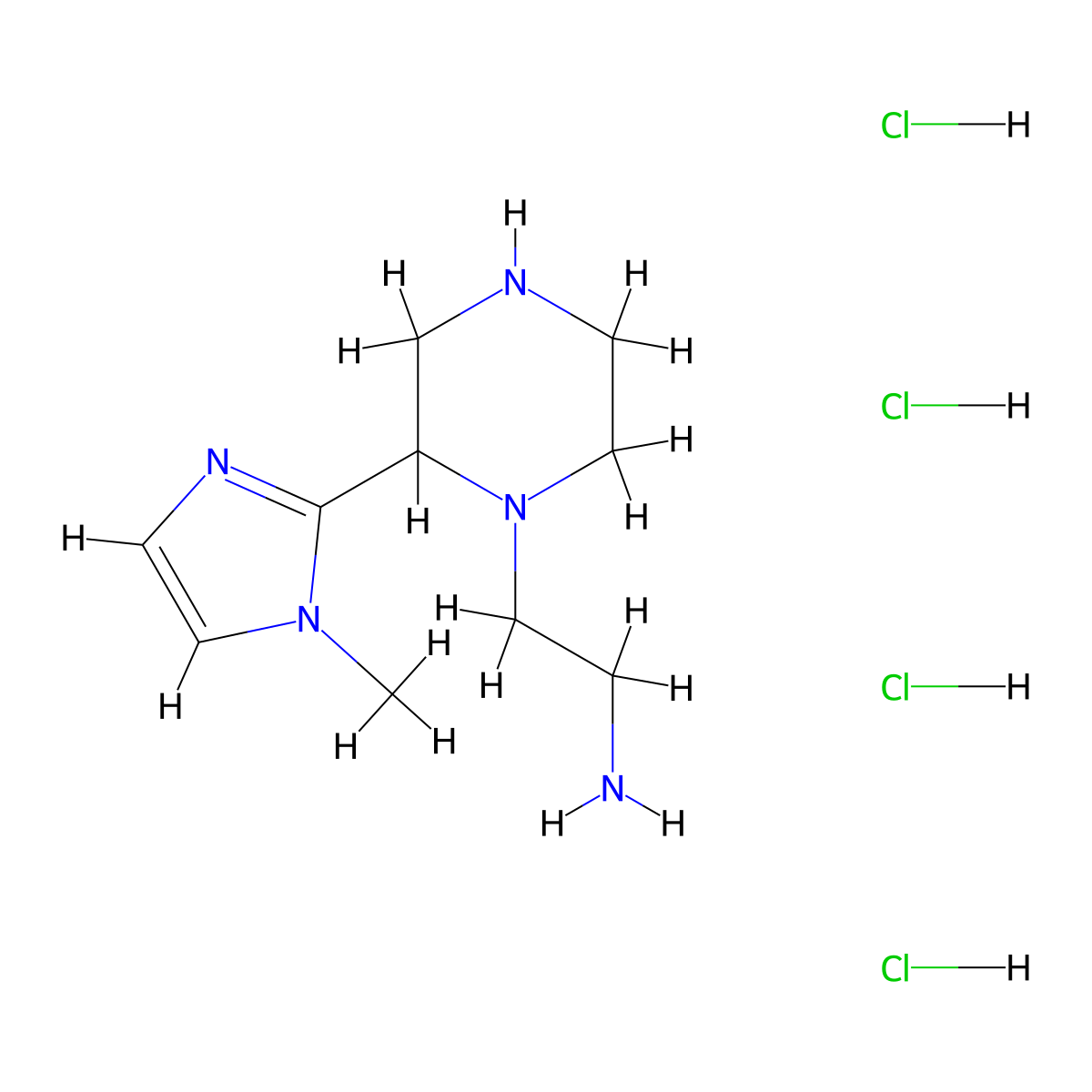 2-[2-(1-Methylimidazol-2-yl)piperazin-1-yl]ethanamine;tetrahydrochloride molecular structure, CAS 2287301-27-1