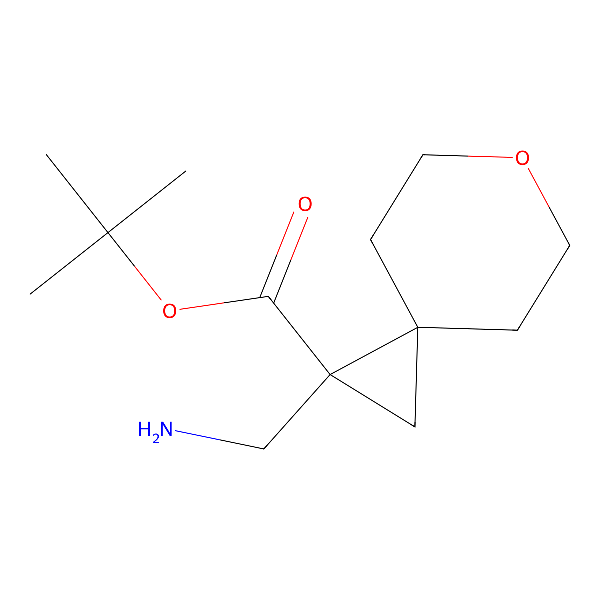 Tert-butyl 1-(aminomethyl)-6-oxaspiro[2.5]octane-1-carboxylate molecular structure, CAS 2287301-30-6