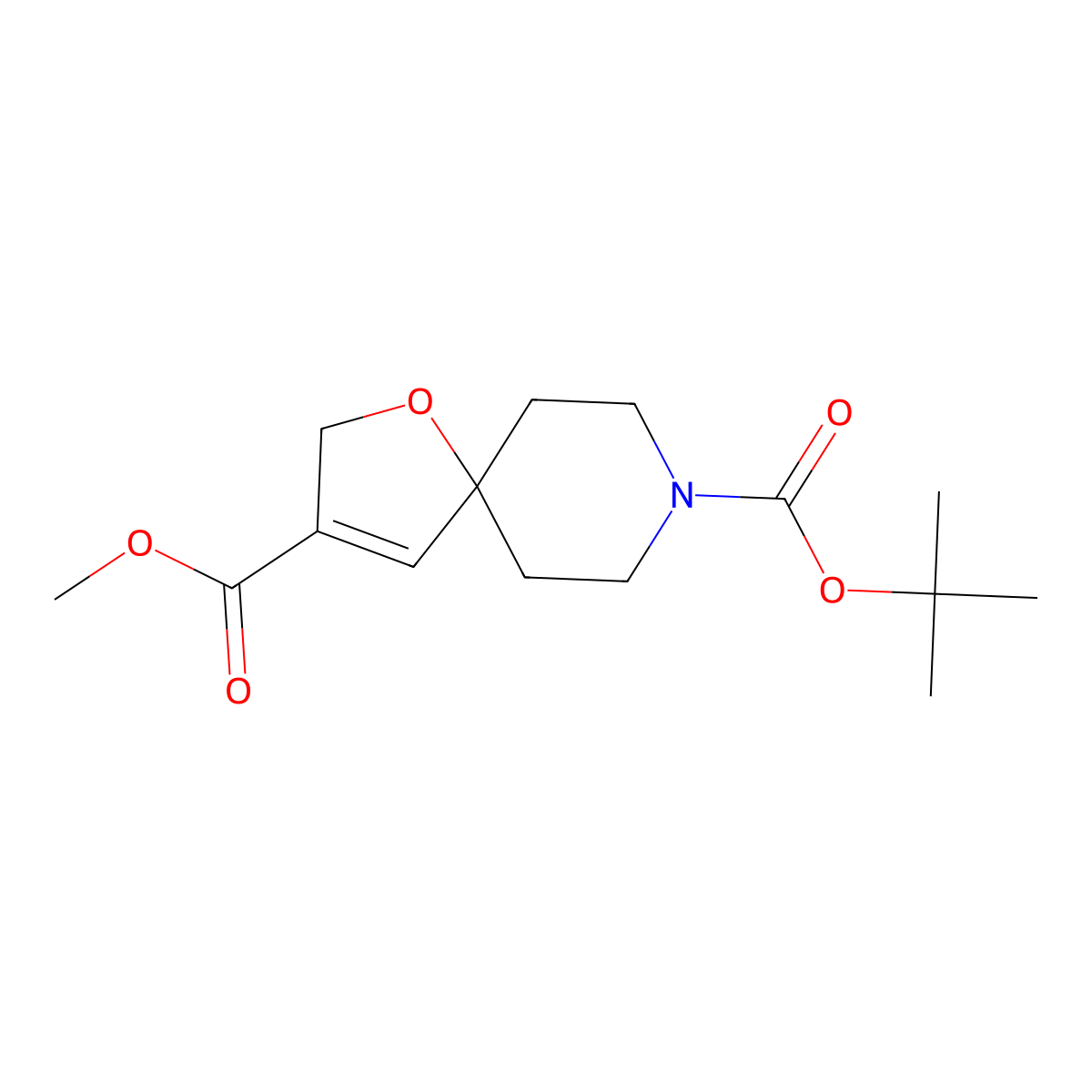8-Tert-butyl 3-methyl 1-oxa-8-azaspiro[4.5]dec-3-ene-3,8-dicarboxylate molecular structure, CAS 2287301-33-9