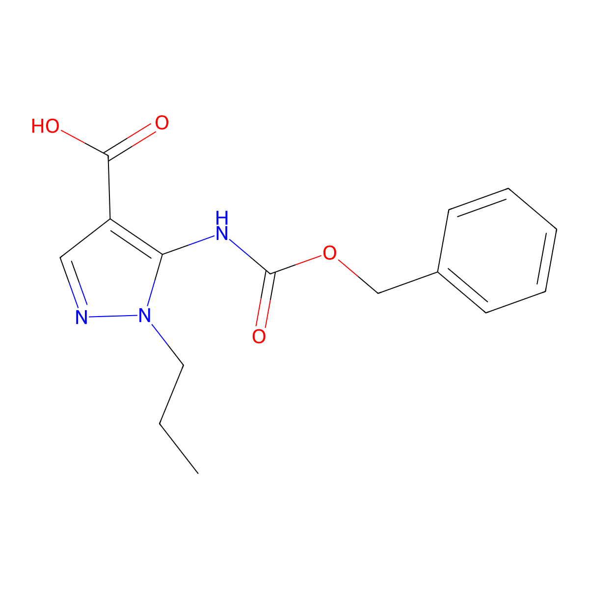 5-{[(benzyloxy)carbonyl]amino}-1-propyl-1H-pyrazole-4-carboxylic acid molecular structure, CAS 2287301-34-0