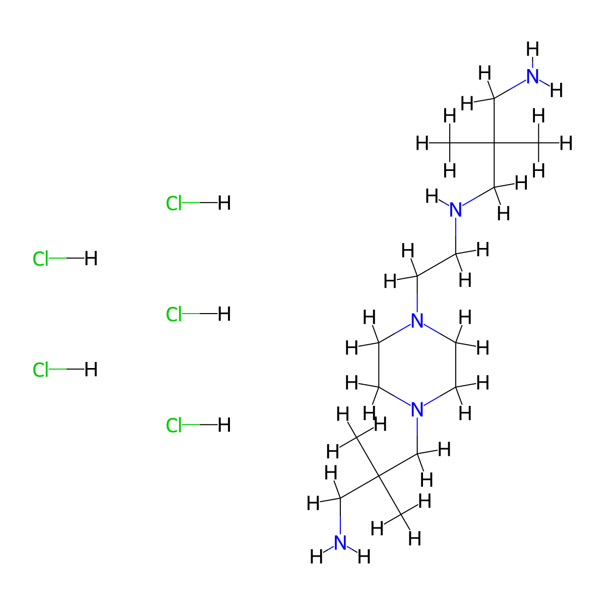 3-(4-{2-[(3-Amino-2,2-dimethylpropyl)amino]ethyl}piperazin-1-yl)-2,2-dimethylpropan-1-amine pentahydrochloride molecular structure, CAS 2287301-37-3