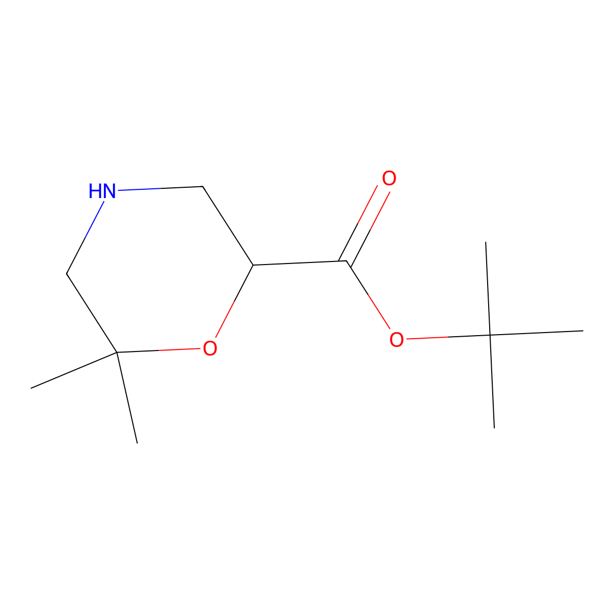 Tert-butyl 6,6-dimethylmorpholine-2-carboxylate molecular structure, CAS 2287301-53-3