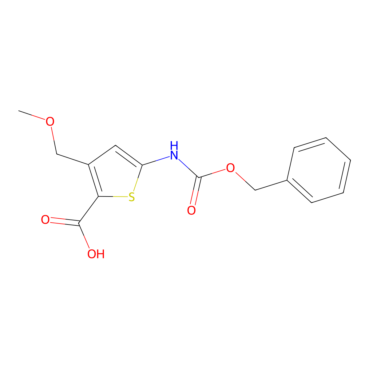 5-{[(Benzyloxy)carbonyl]amino}-3-(methoxymethyl)thiophene-2-carboxylic acid molecular structure, CAS 2287301-54-4