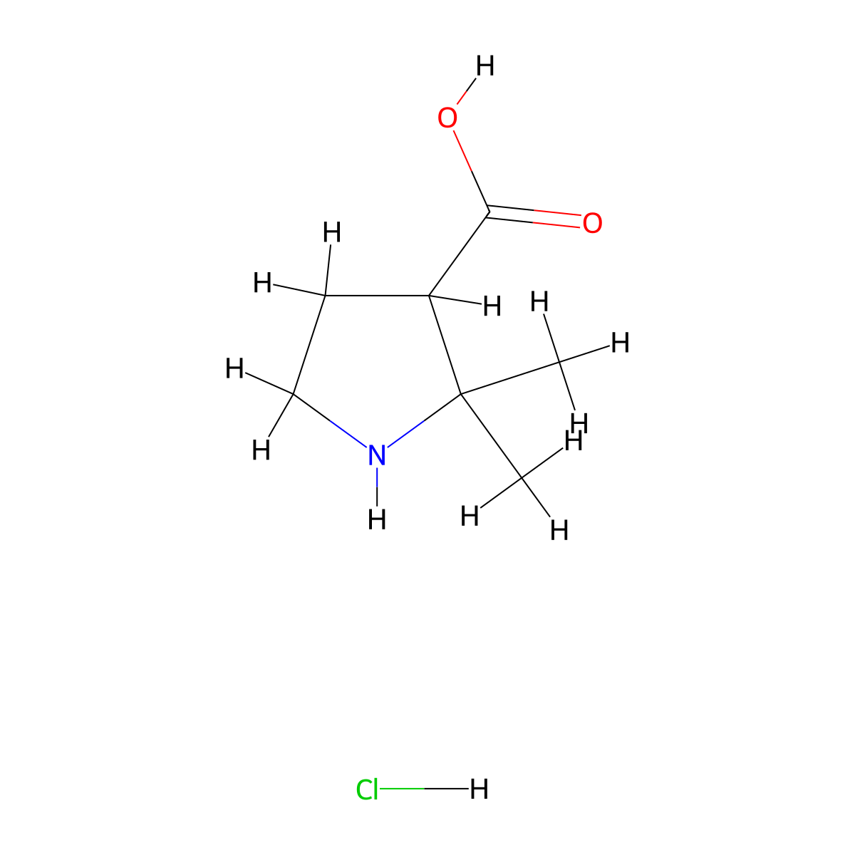 2,2-Dimethylpyrrolidine-3-carboxylic acid hydrochloride molecular structure, CAS 2287301-61-3