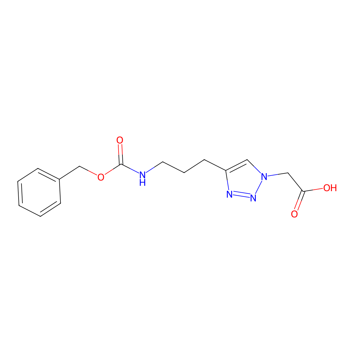 2-[4-(3-{[(benzyloxy)carbonyl]amino}propyl)-1H-1,2,3-triazol-1-yl]acetic acid molecular structure, CAS 2287301-86-2