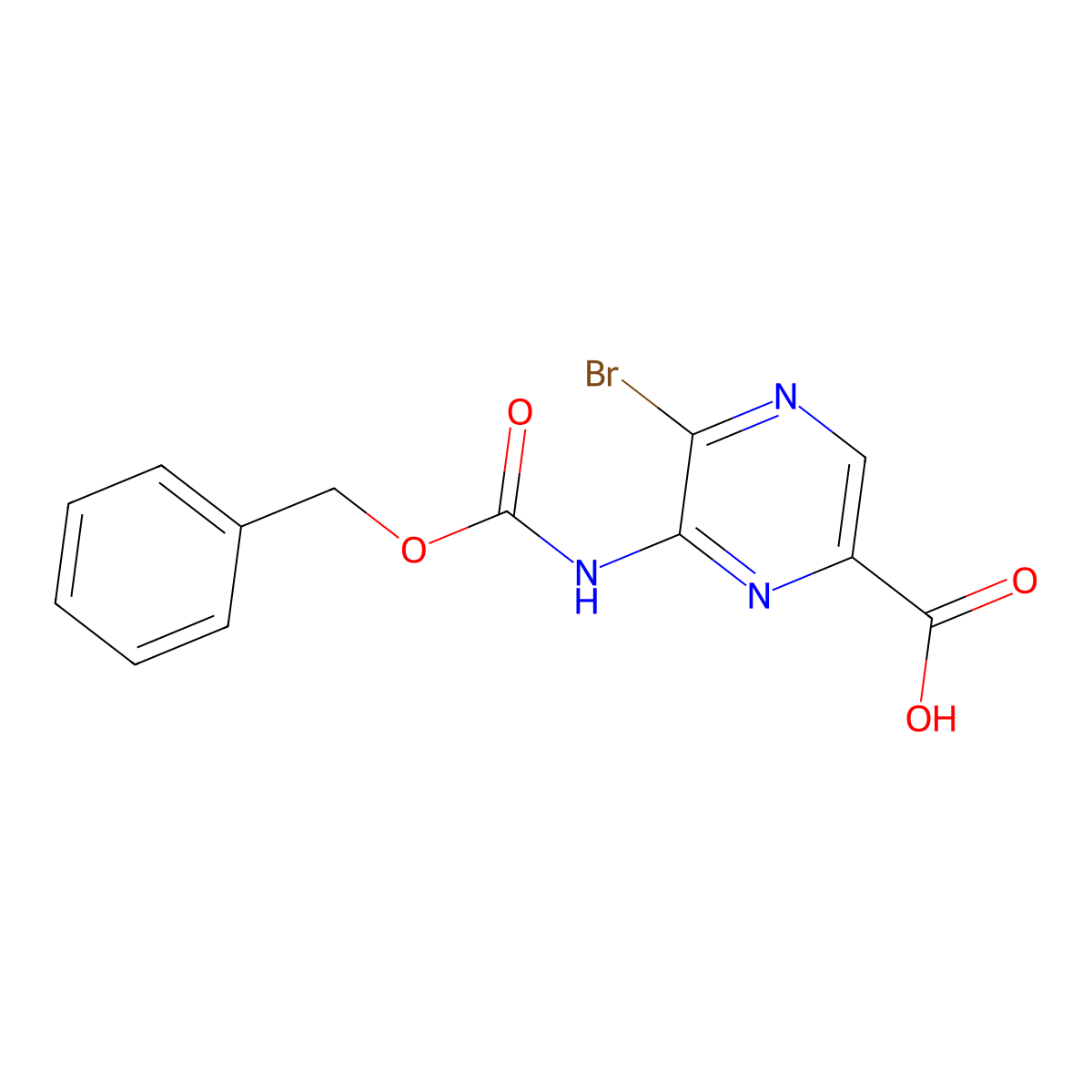 6-{[(Benzyloxy)carbonyl]amino}-5-bromopyrazine-2-carboxylic acid molecular structure, CAS 2287301-90-8