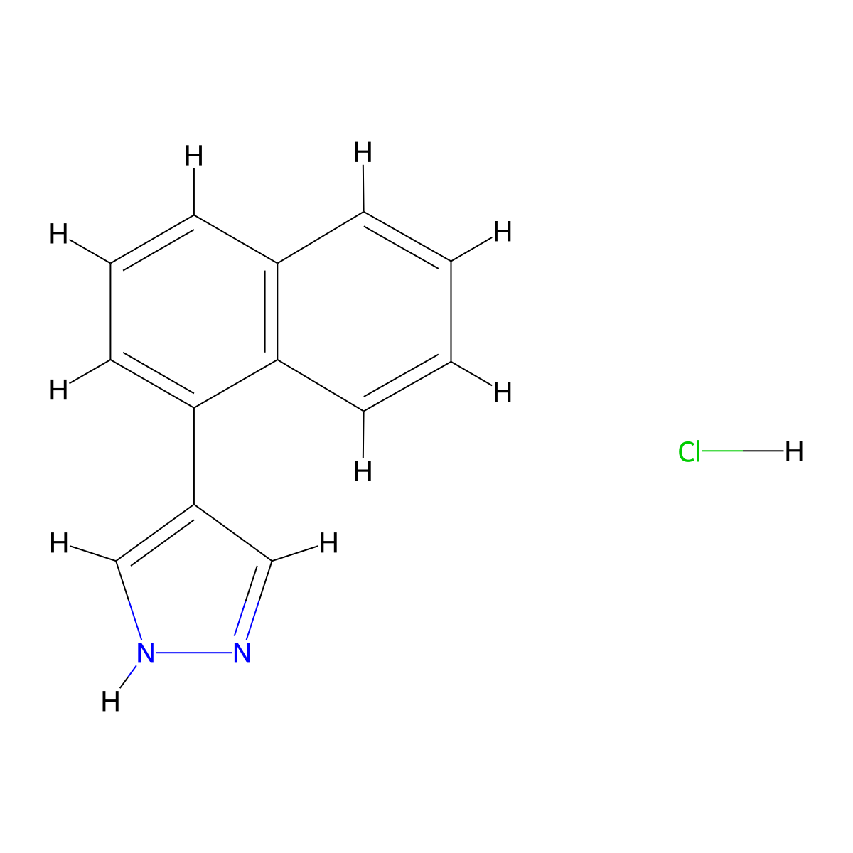 4-(naphthalen-1-yl)-1H-pyrazole hydrochloride molecular structure, CAS 2287301-94-2