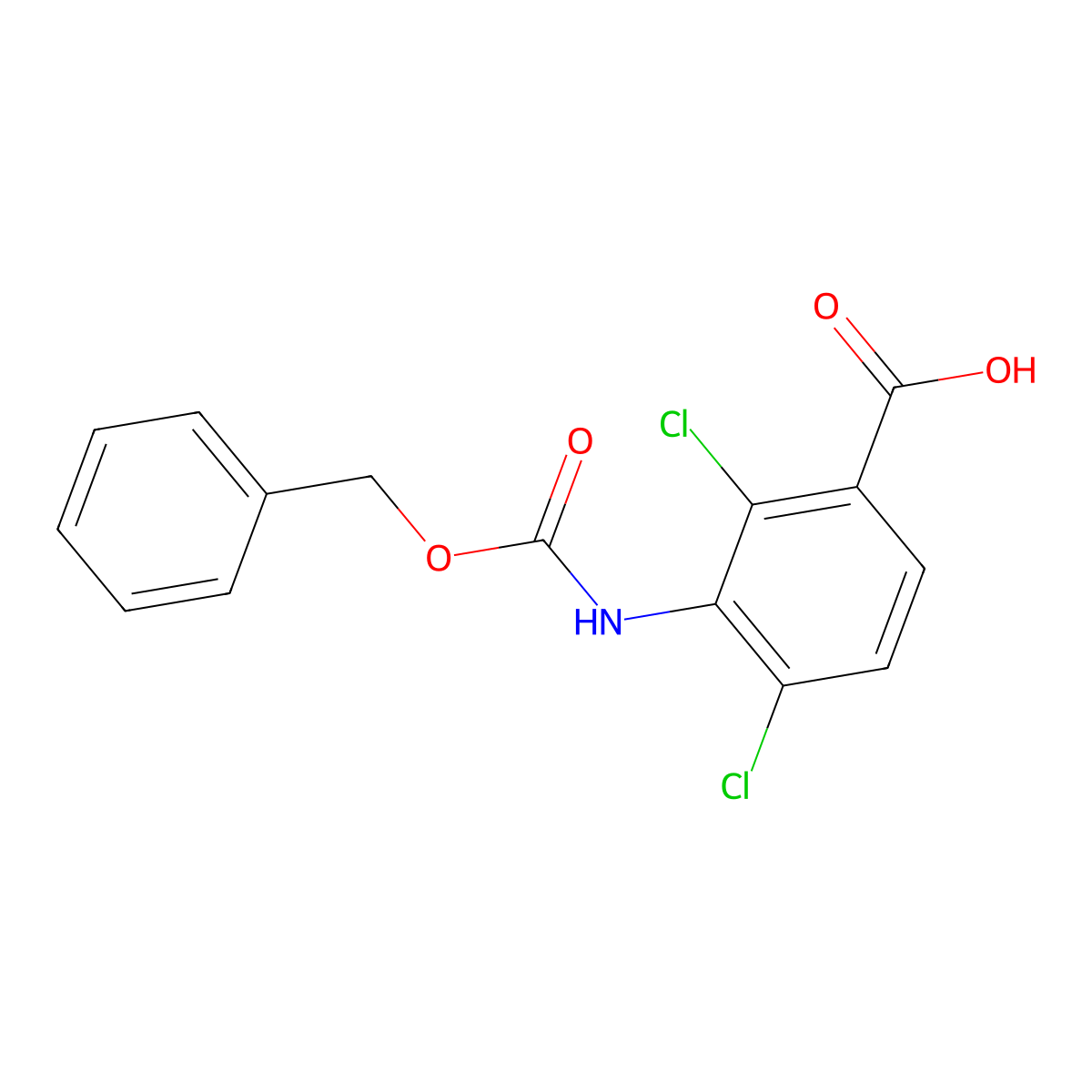 3-{[(Benzyloxy)carbonyl]amino}-2,4-dichlorobenzoic acid molecular structure, CAS 2287301-95-3