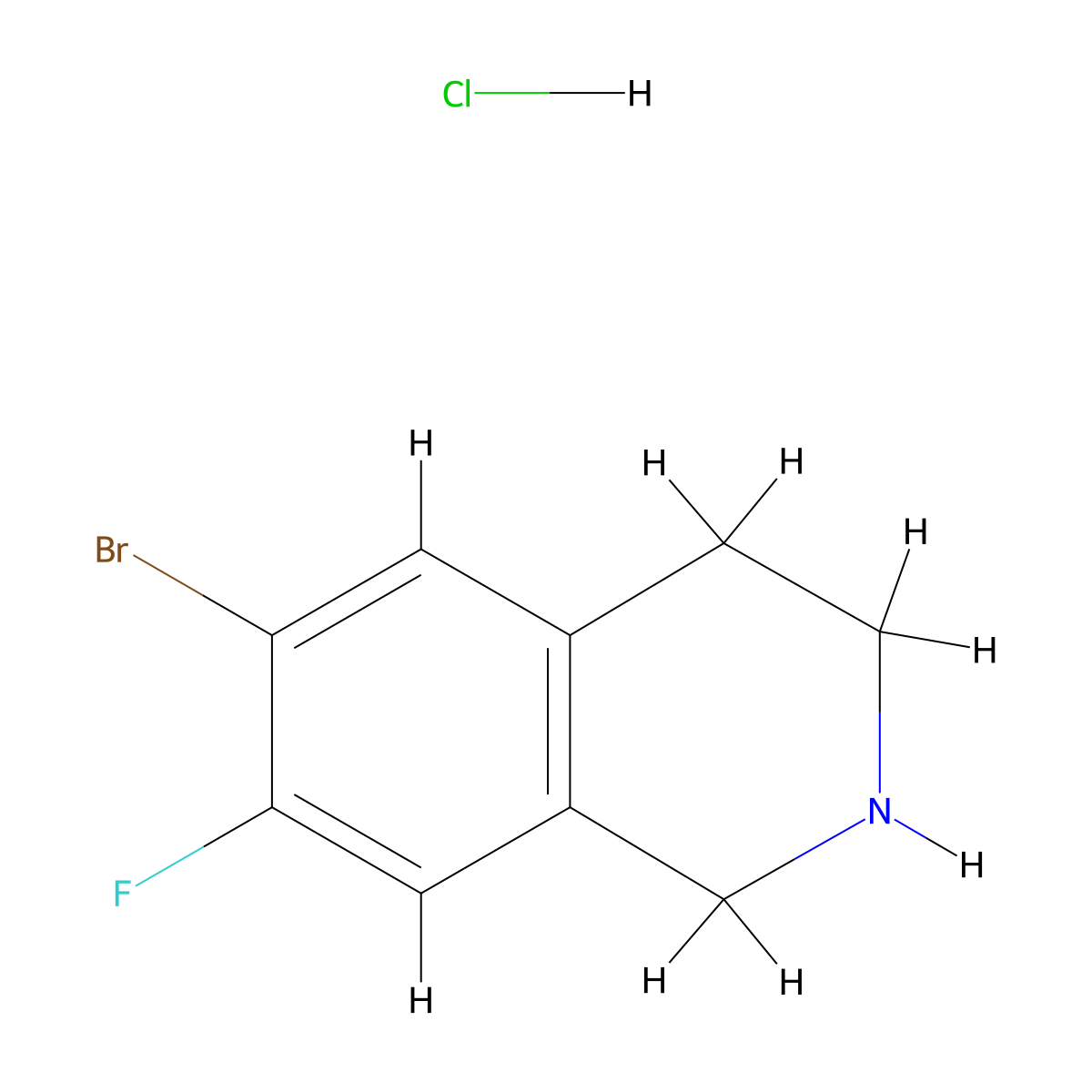6-Bromo-7-fluoro-1,2,3,4-tetrahydroisoquinoline hydrochloride molecular structure, CAS 2287301-96-4