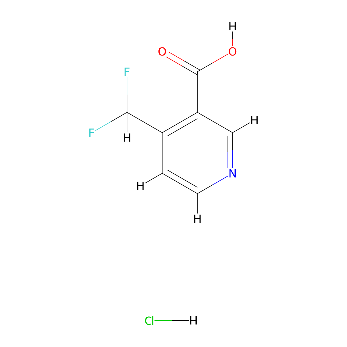 4-(Difluoromethyl)pyridine-3-carboxylic acid;hydrochloride molecular structure, CAS 2287301-98-6
