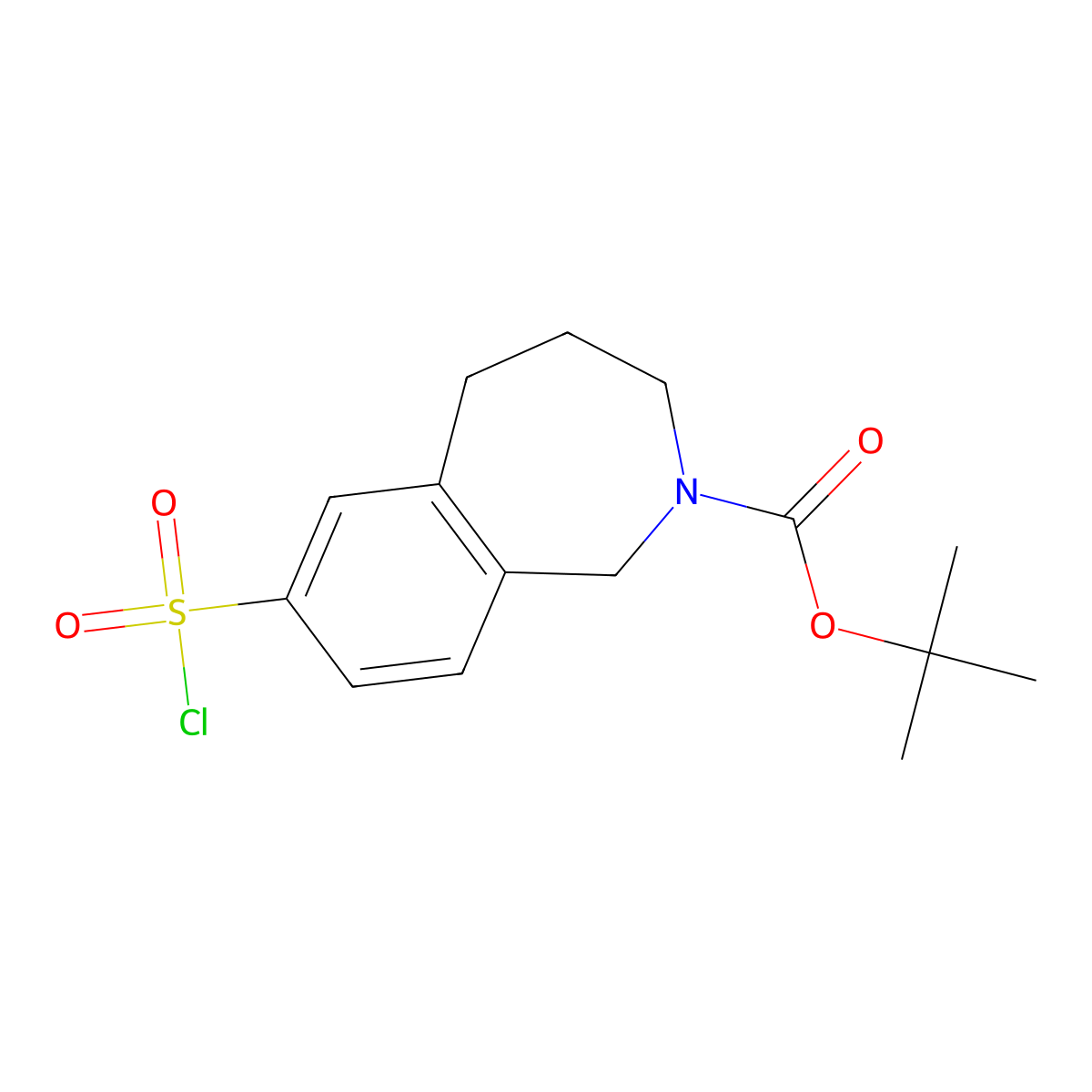 tert-butyl 7-(chlorosulfonyl)-2,3,4,5-tetrahydro-1H-2-benzazepine-2-carboxylate molecular structure, CAS 2287302-02-5