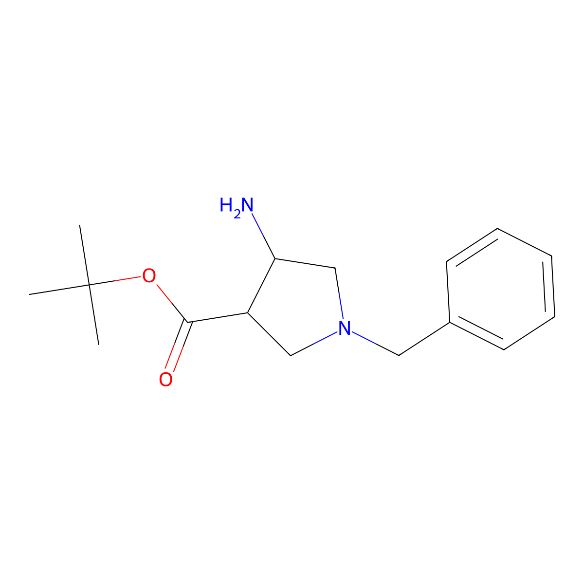 Tert-butyl 4-amino-1-benzylpyrrolidine-3-carboxylate molecular structure, CAS 2287302-10-5
