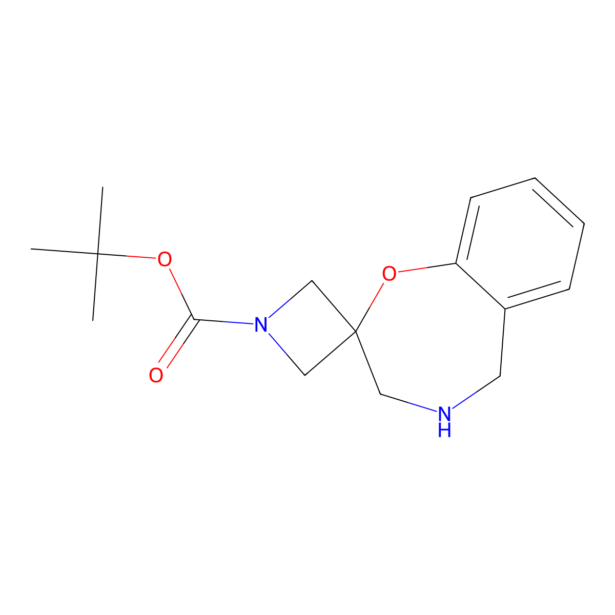 Tert-butyl spiro[4,5-dihydro-3H-1,4-benzoxazepine-2,3'-azetidine]-1'-carboxylate molecular structure, CAS 2287302-11-6