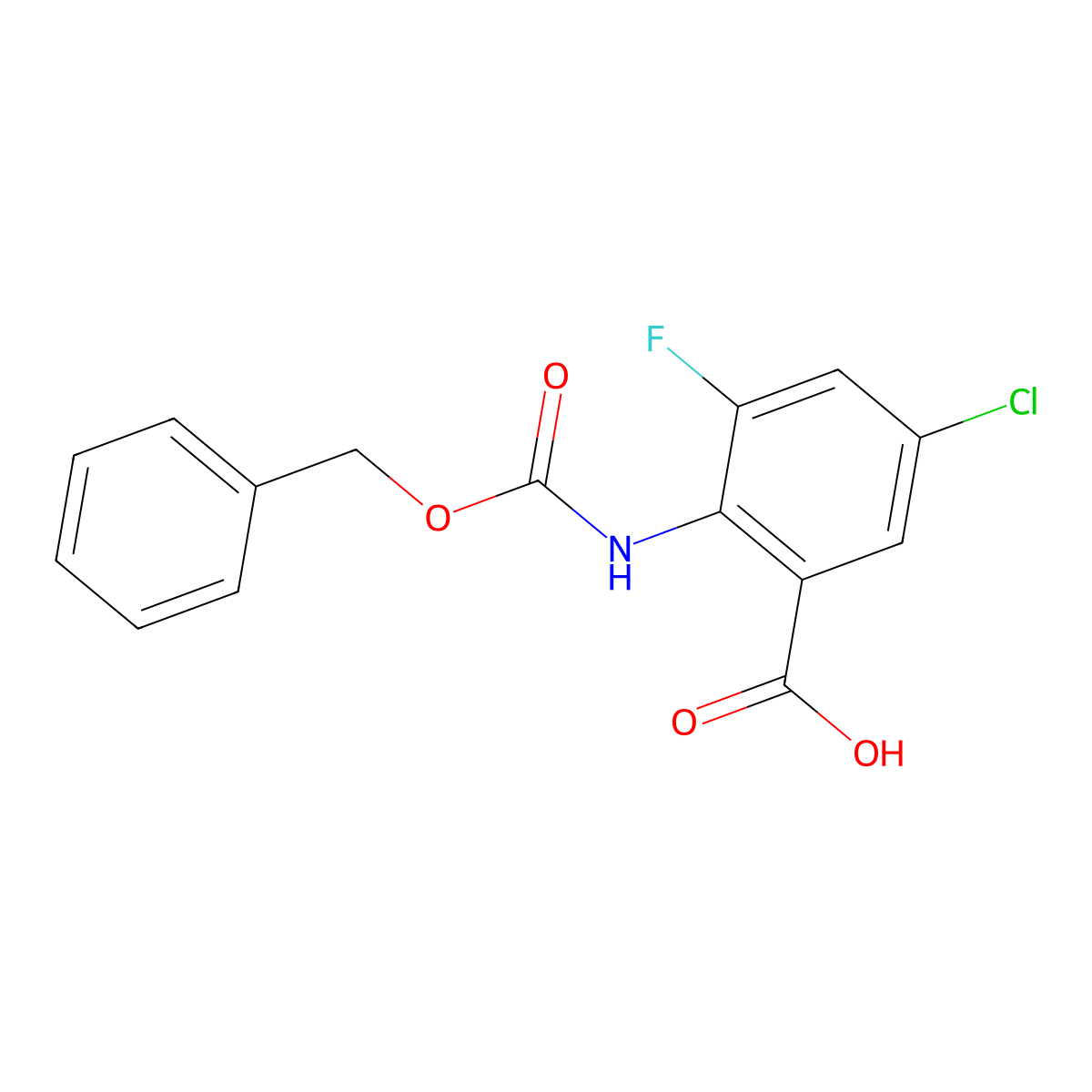 2-{[(Benzyloxy)carbonyl]amino}-5-chloro-3-fluorobenzoic acid molecular structure, CAS 2287302-27-4