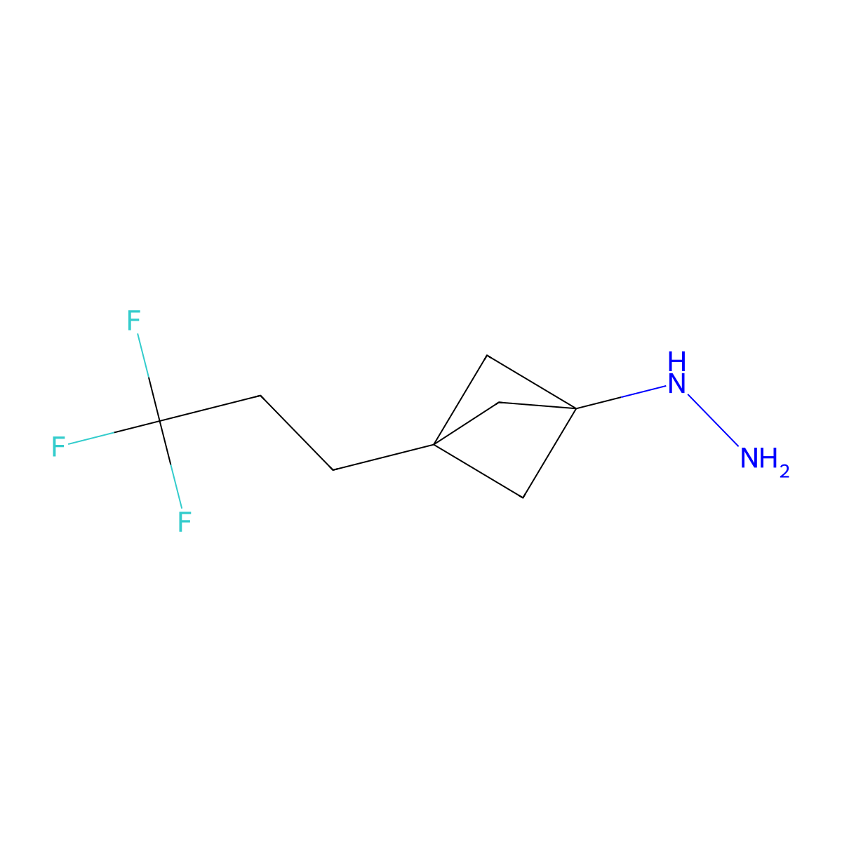 [3-(3,3,3-Trifluoropropyl)bicyclo[1.1.1]pentan-1-yl]hydrazine molecular structure, CAS 2287302-36-5