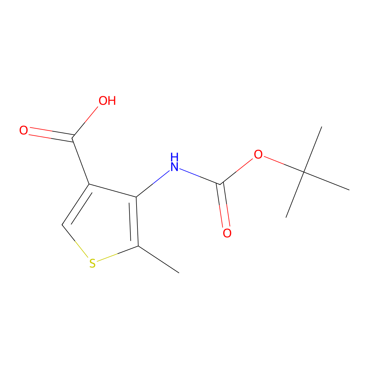 4-{[(Tert-butoxy)carbonyl]amino}-5-methylthiophene-3-carboxylic acid molecular structure, CAS 2287302-41-2