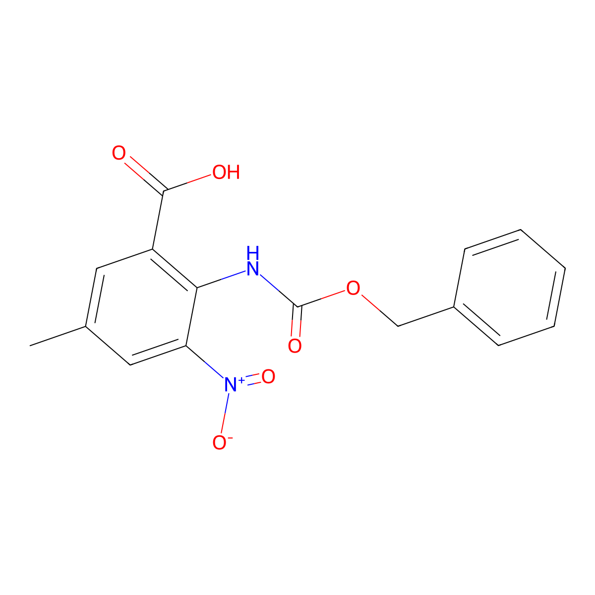 2-{[(Benzyloxy)carbonyl]amino}-5-methyl-3-nitrobenzoic acid molecular structure, CAS 2287302-46-7