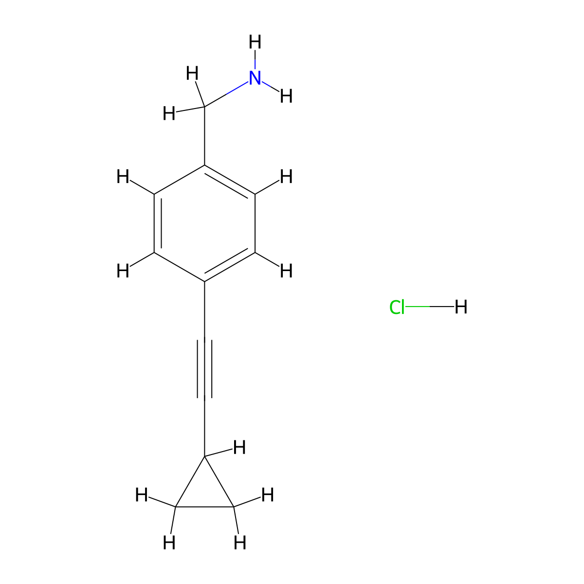 [4-(2-Cyclopropylethynyl)phenyl]methanamine hydrochloride molecular structure, CAS 2287302-57-0