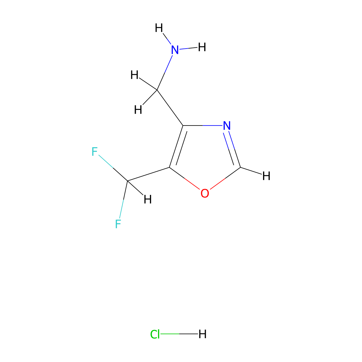 [5-(Difluoromethyl)oxazol-4-yl]methanamine hydrochloride molecular structure, CAS 2287302-58-1