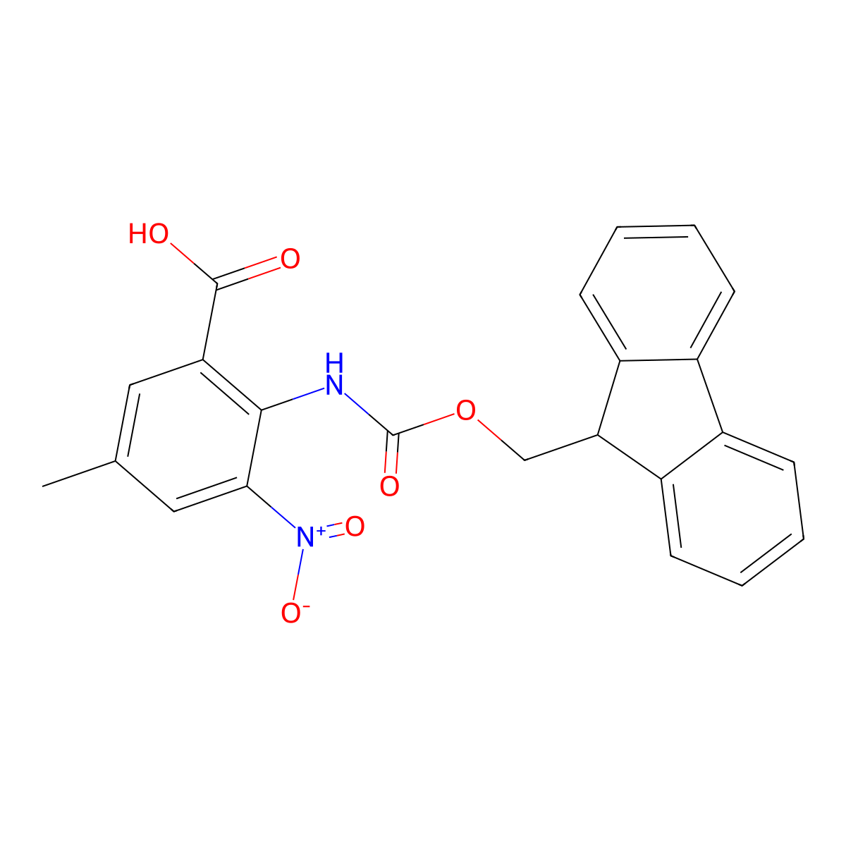 2-({[(9H-fluoren-9-yl)methoxy]carbonyl}amino)-5-methyl-3-nitrobenzoic acid molecular structure, CAS 2287309-78-6