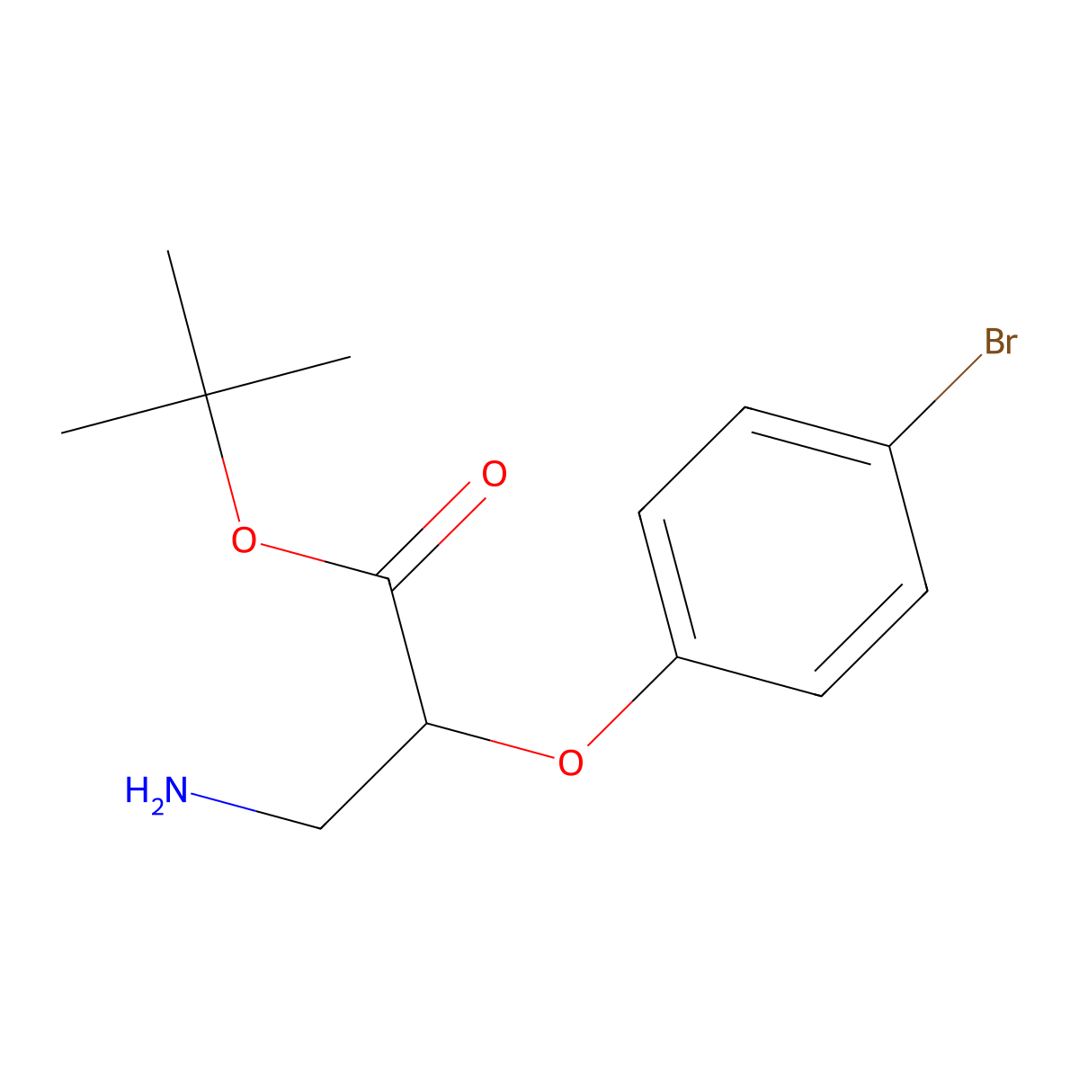 Tert-butyl 3-amino-2-(4-bromophenoxy)propanoate molecular structure, CAS 2287309-79-7