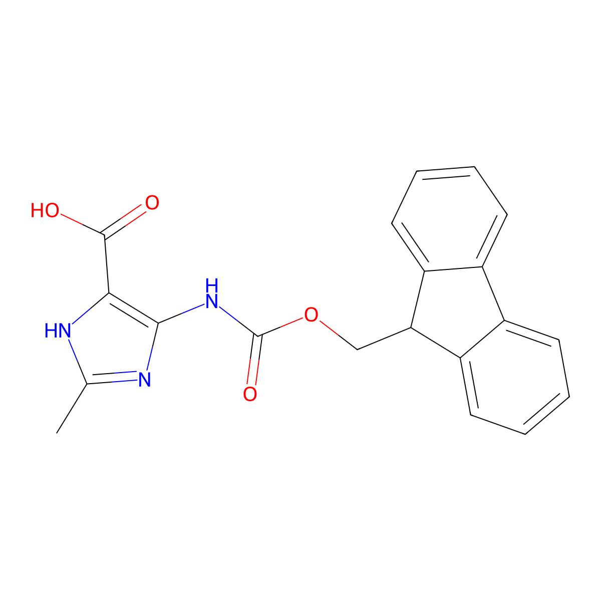 5-({[(9H-fluoren-9-yl)methoxy]carbonyl}amino)-2-methyl-1H-imidazole-4-carboxylic acid molecular structure, CAS 2287310-08-9