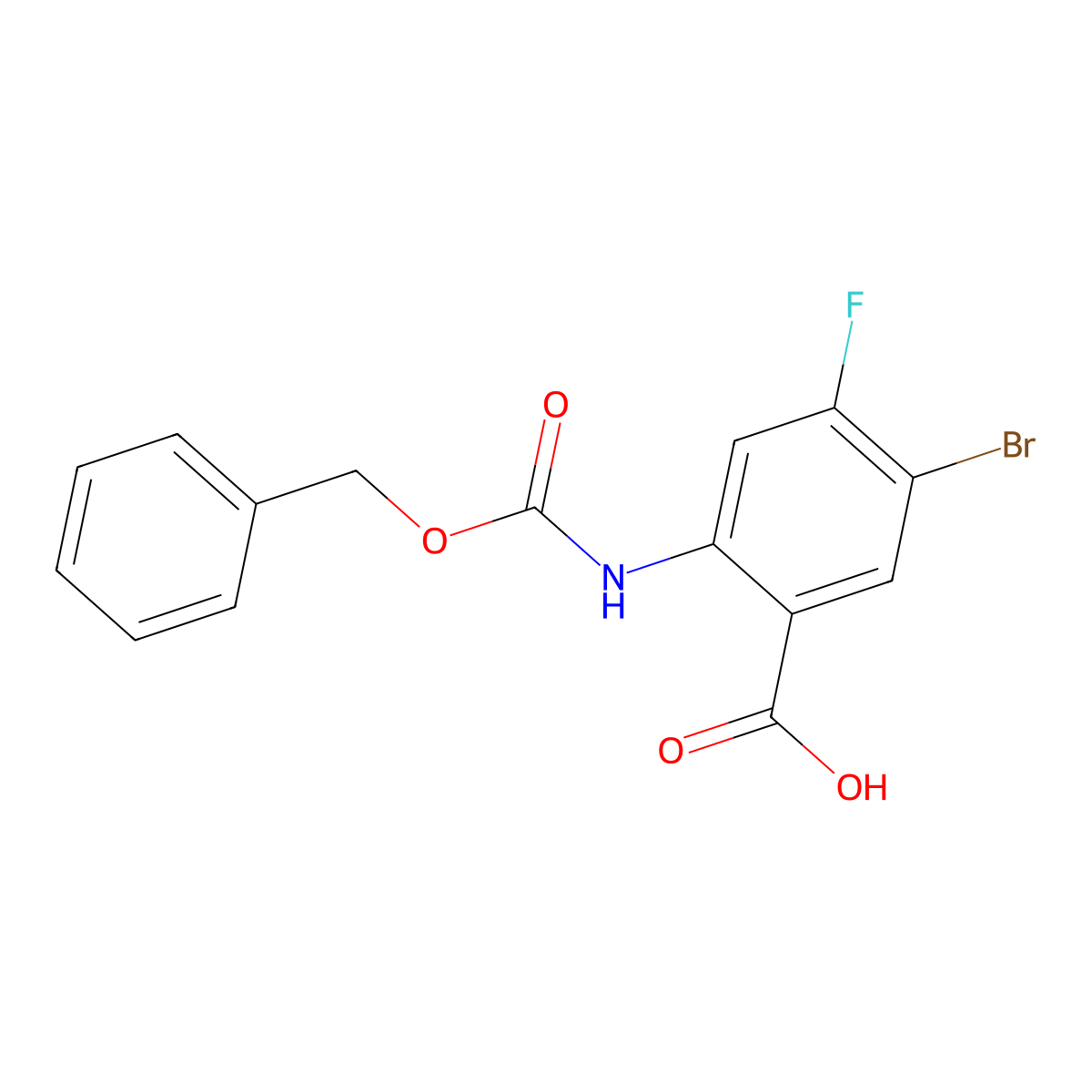 2-{[(Benzyloxy)carbonyl]amino}-5-bromo-4-fluorobenzoic acid molecular structure, CAS 2287310-20-5