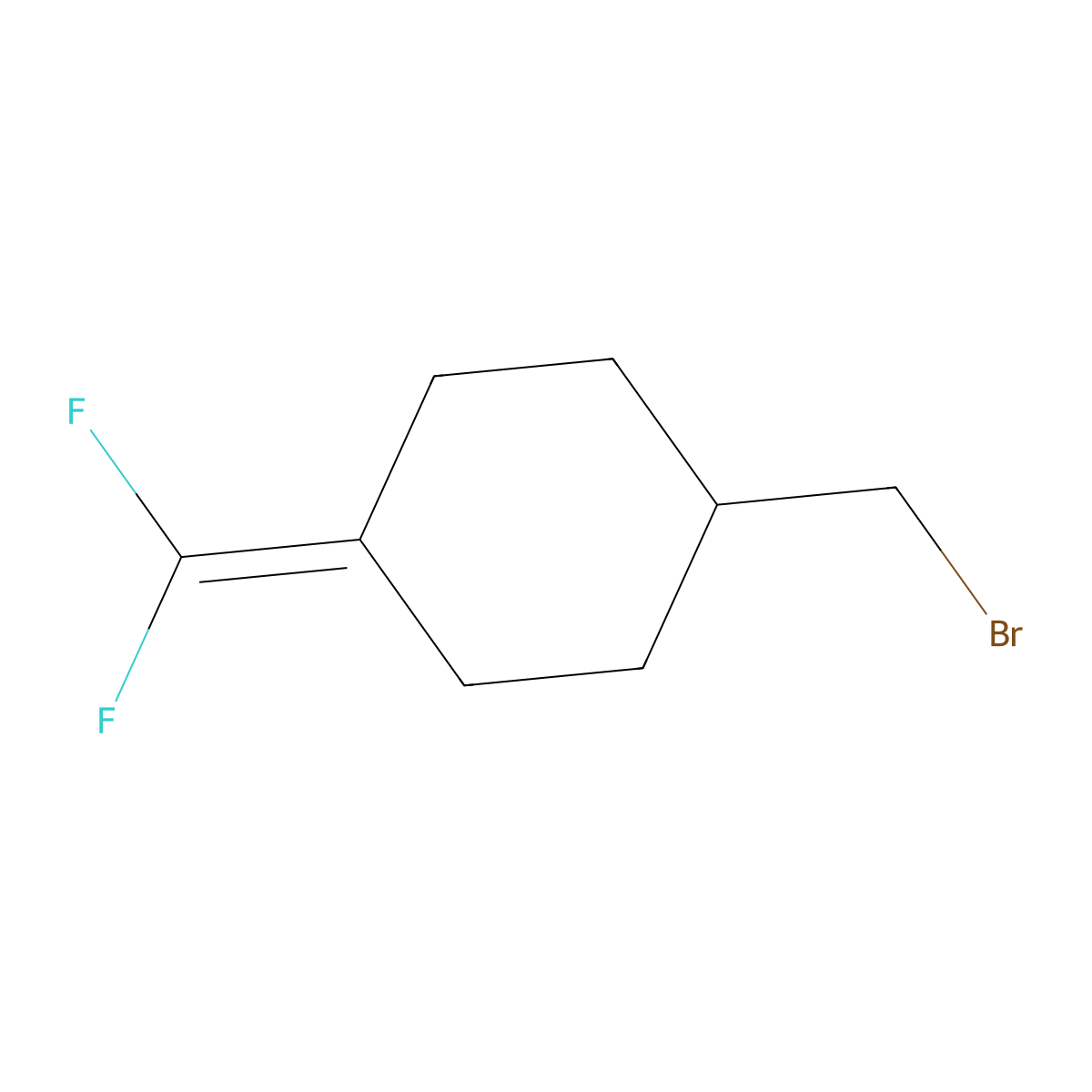1-(Bromomethyl)-4-(difluoromethylidene)cyclohexane molecular structure, CAS 2287310-29-4