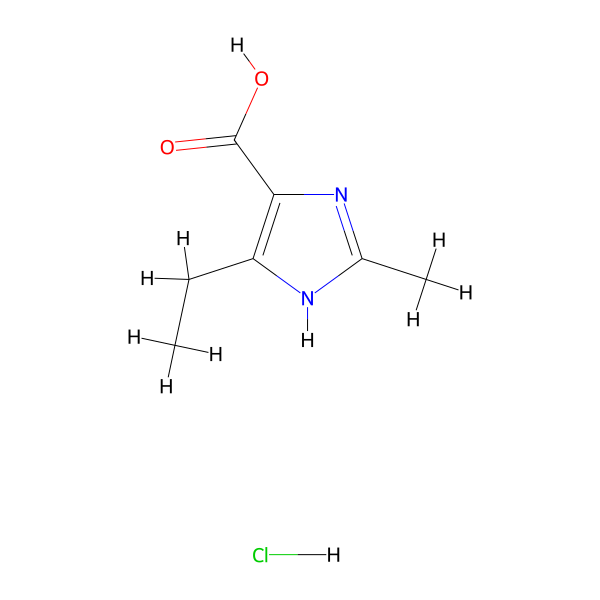 5-ethyl-2-methyl-1H-imidazole-4-carboxylic acid hydrochloride molecular structure, CAS 2287310-33-0