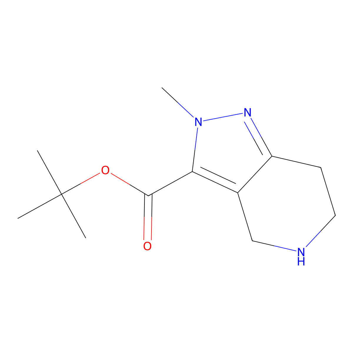 tert-butyl 2-methyl-2H,4H,5H,6H,7H-pyrazolo[4,3-c]pyridine-3-carboxylate molecular structure, CAS 2287310-40-9