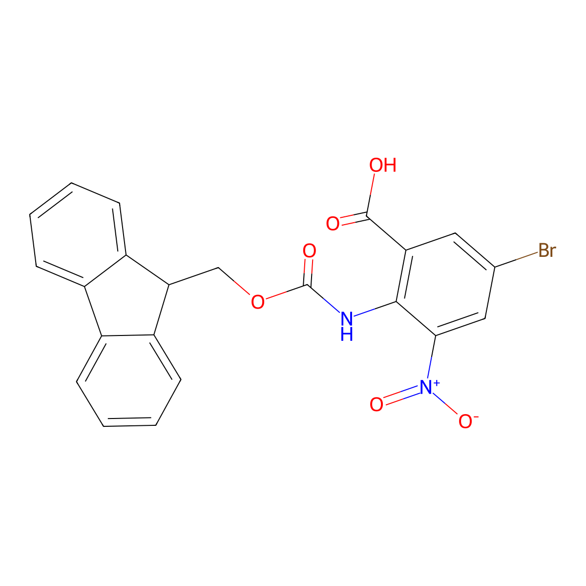 5-bromo-2-({[(9H-fluoren-9-yl)methoxy]carbonyl}amino)-3-nitrobenzoic acid molecular structure, CAS 2287310-61-4