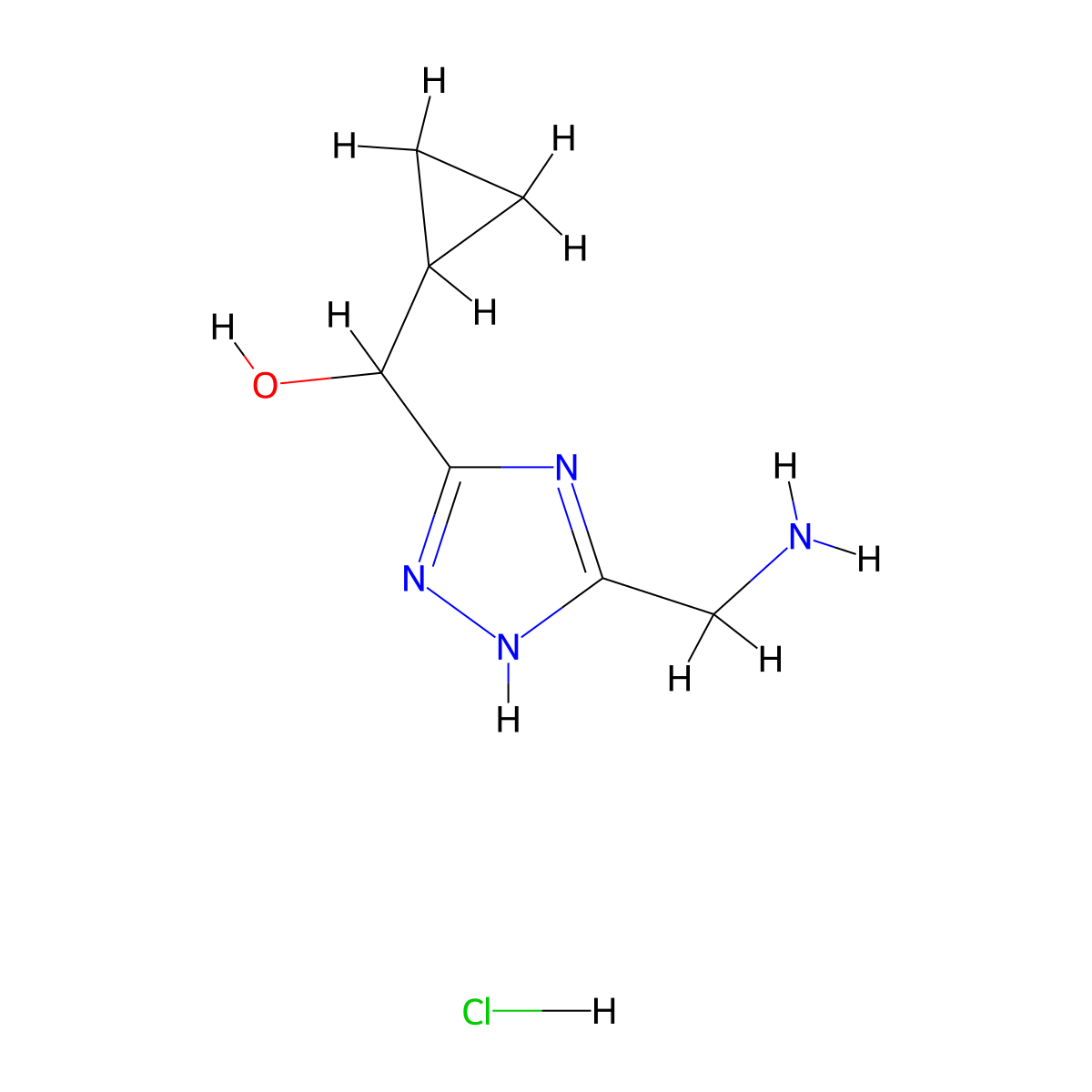 [5-(aminomethyl)-1H-1,2,4-triazol-3-yl](cyclopropyl)methanol hydrochloride molecular structure, CAS 2287310-64-7