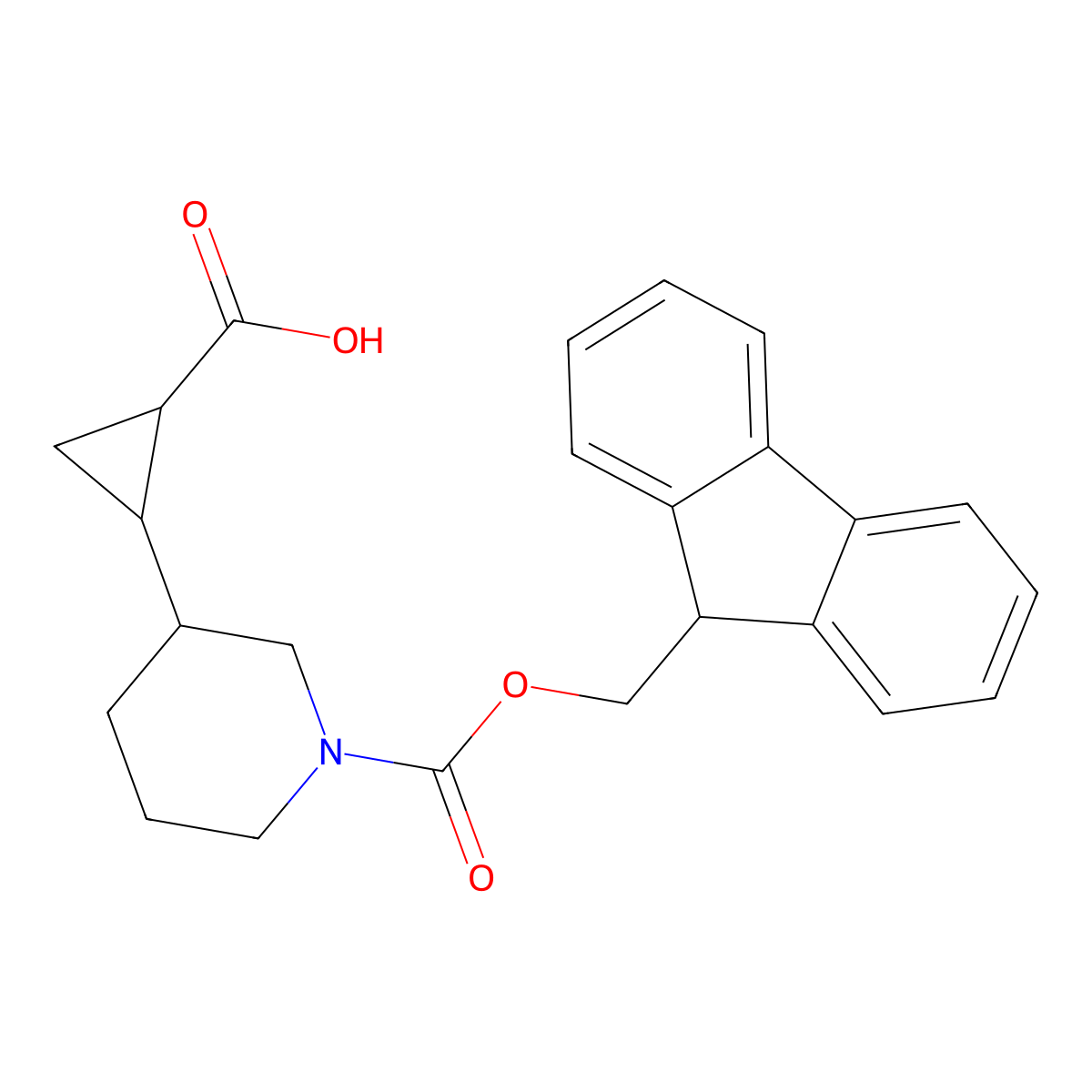 2-(1-{[(9H-fluoren-9-yl)methoxy]carbonyl}piperidin-3-yl)cyclopropane-1-carboxylic acid molecular structure, CAS 2287310-65-8