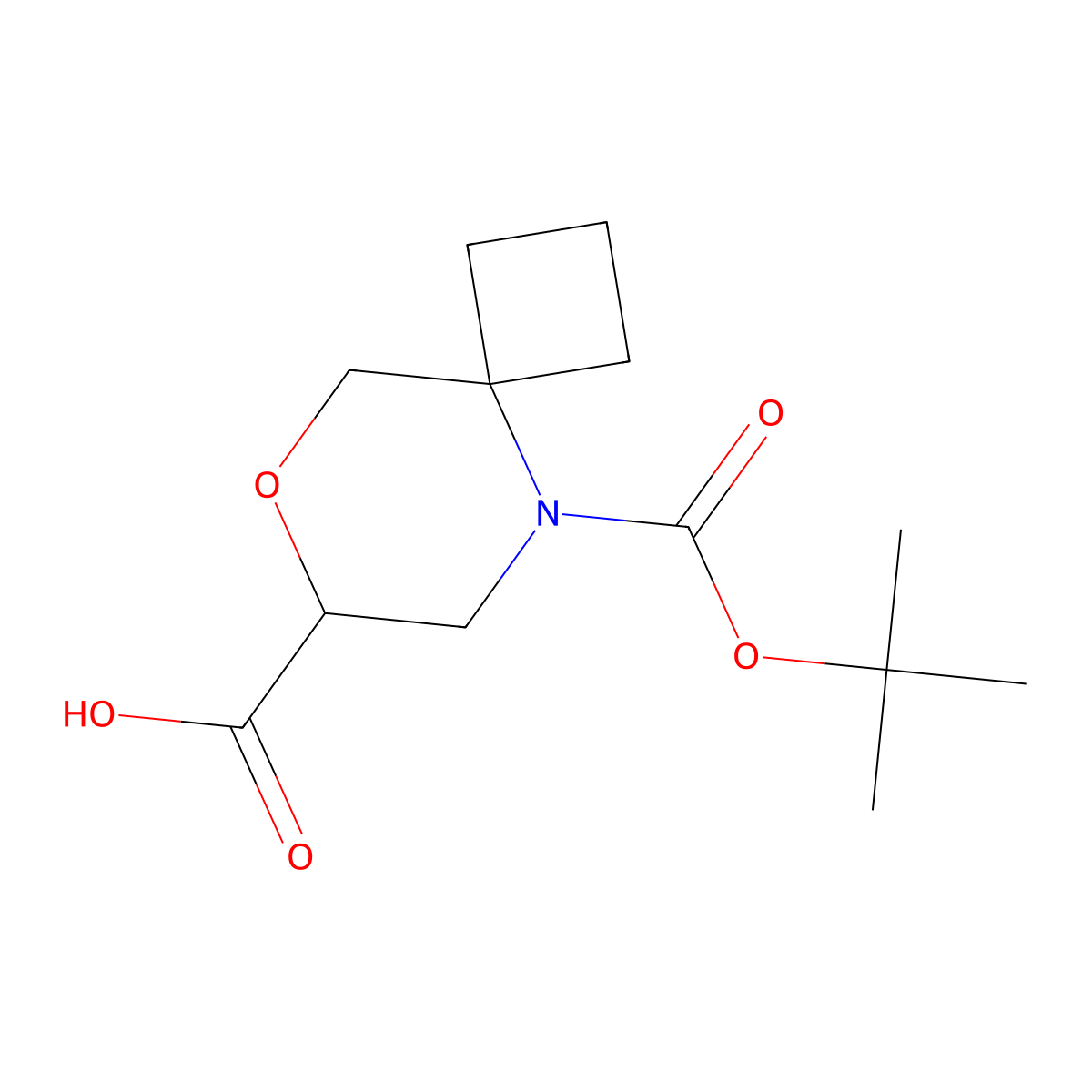 5-((Tert-butoxy)carbonyl)-8-oxa-5-azaspiro(3.5)nonane-7-carboxylic acid molecular structure, CAS 2287310-69-2