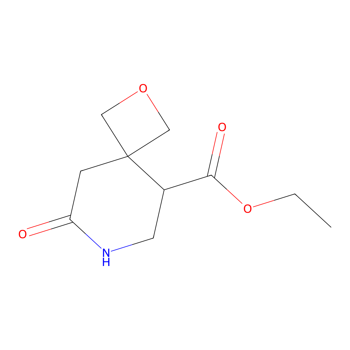 Ethyl 8-oxo-2-oxa-7-azaspiro[3.5]nonane-5-carboxylate molecular structure, CAS 2287310-80-7