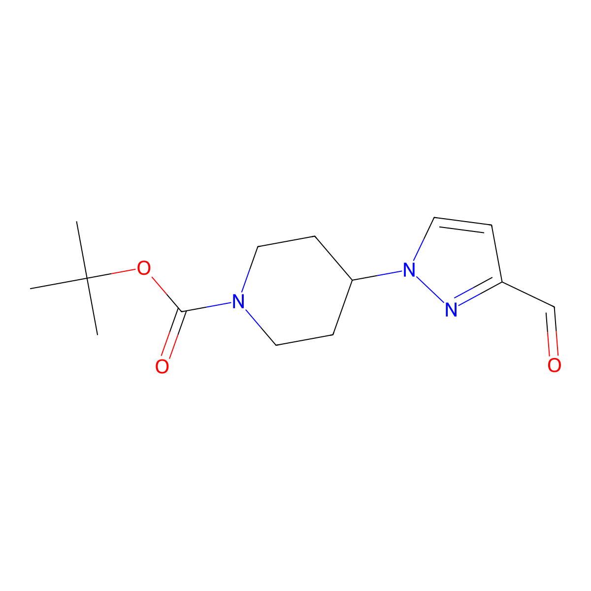 tert-butyl 4-(3-formyl-1H-pyrazol-1-yl)piperidine-1-carboxylate molecular structure, CAS 2287311-00-4