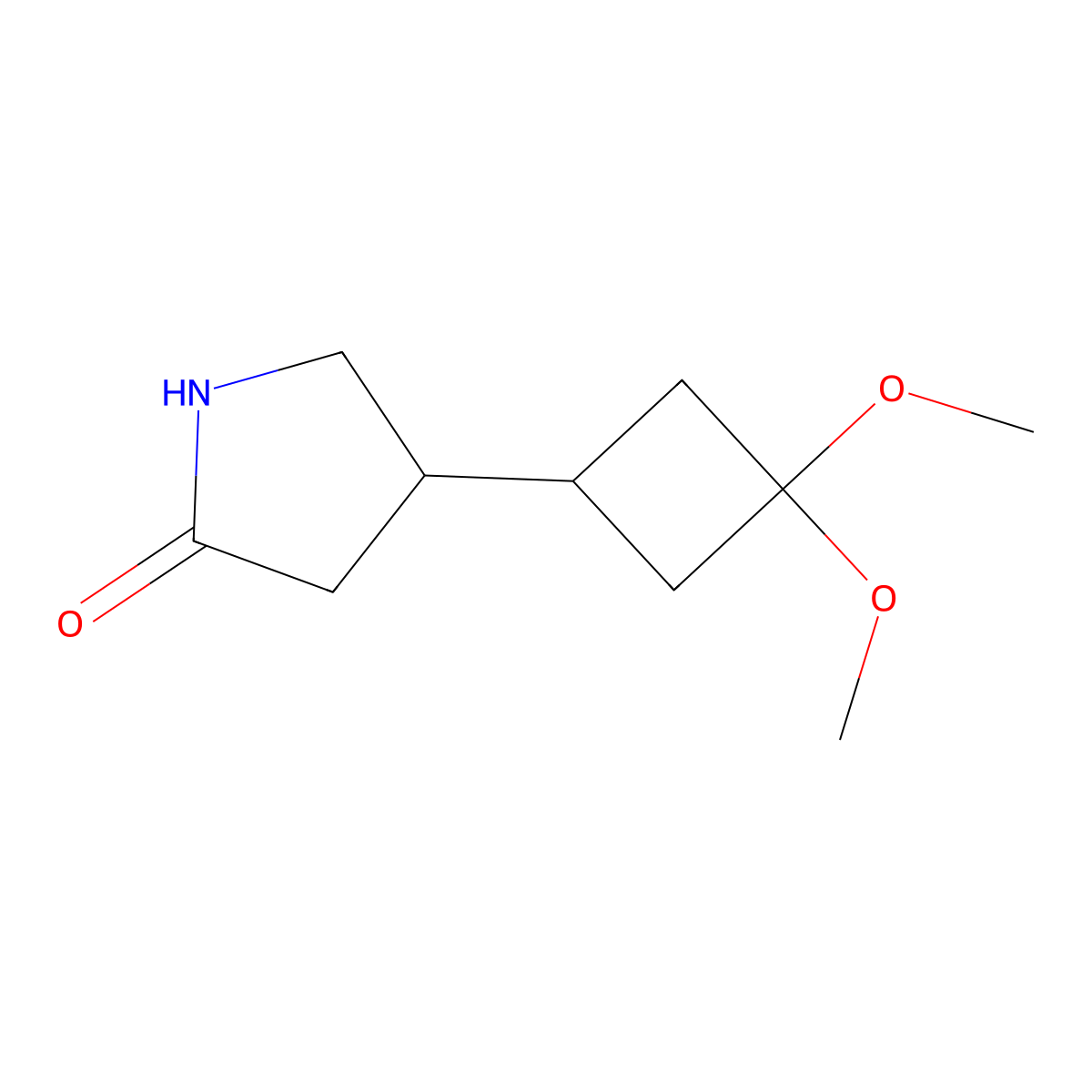 4-(3,3-Dimethoxycyclobutyl)pyrrolidin-2-one molecular structure, CAS 2287311-07-1