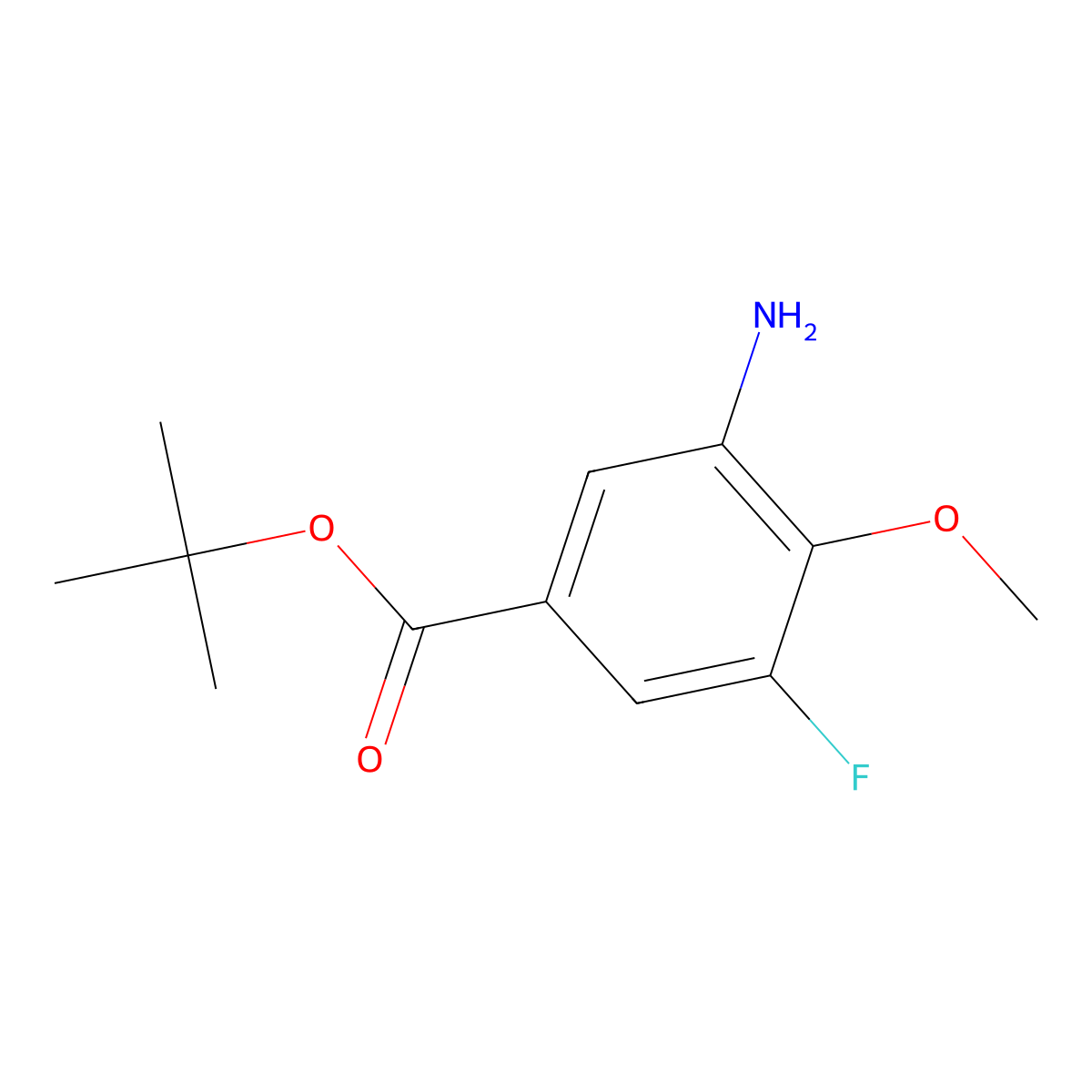Tert-butyl 3-amino-5-fluoro-4-methoxybenzoate molecular structure, CAS 2287311-29-7