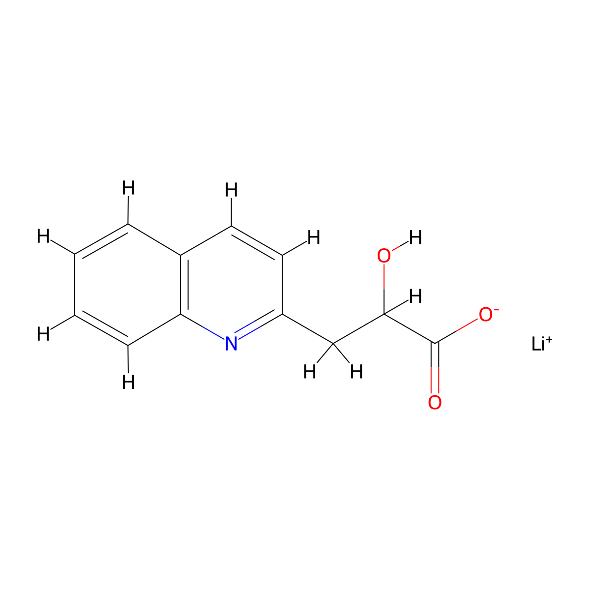 Lithium 2-hydroxy-3-(quinolin-2-yl)propanoate molecular structure, CAS 2287311-41-3