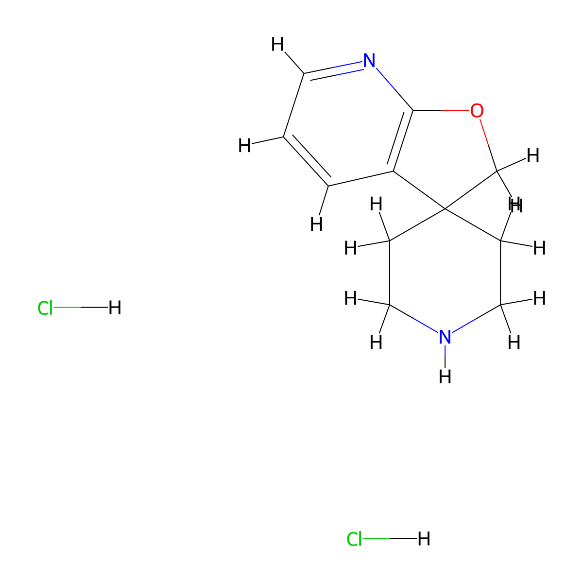 2H-Spiro[furo[2,3-B]pyridine-3,4'-piperidine] dihydrochloride molecular structure, CAS 2287311-51-5