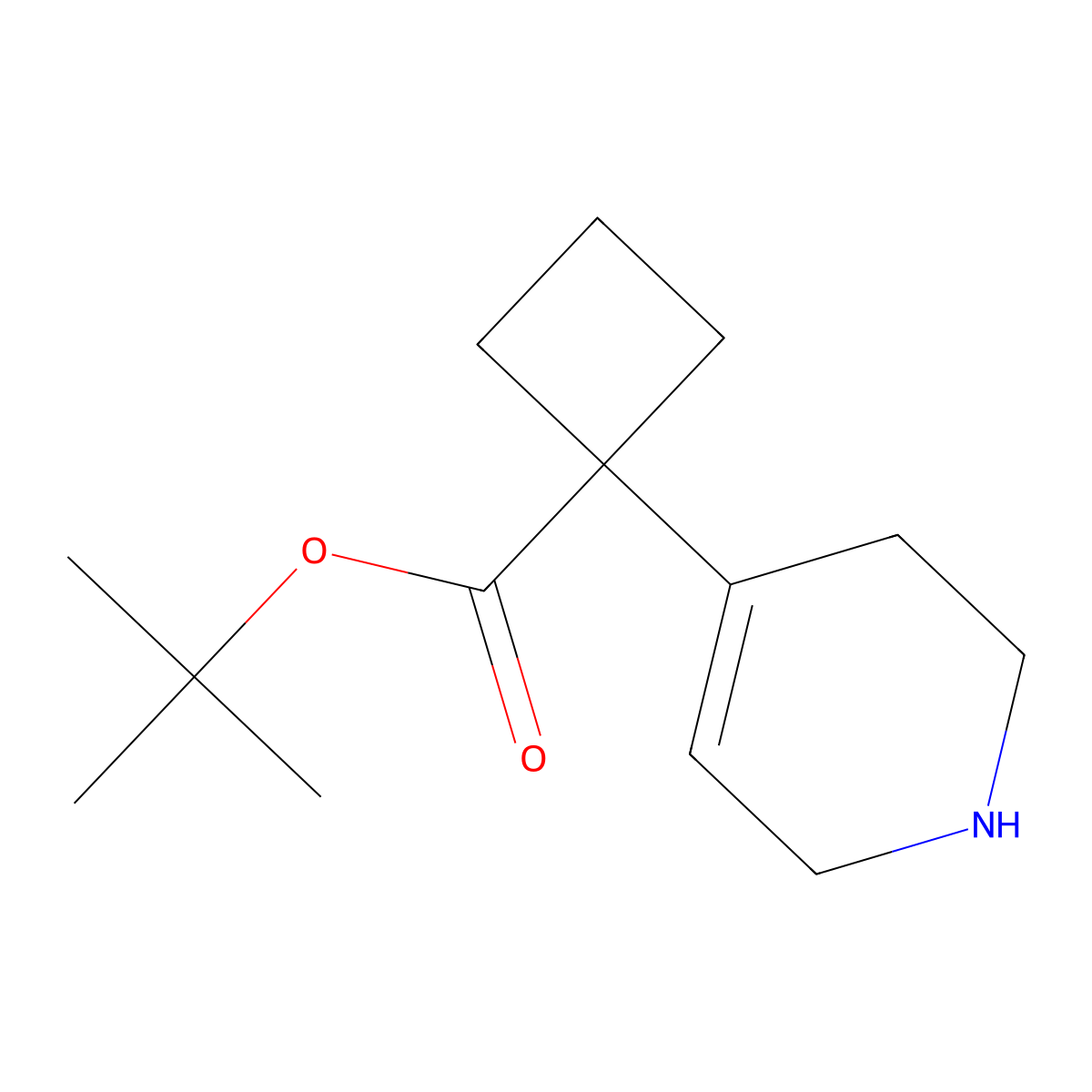 Tert-butyl 1-(1,2,3,6-tetrahydropyridin-4-yl)cyclobutane-1-carboxylate molecular structure, CAS 2287311-52-6