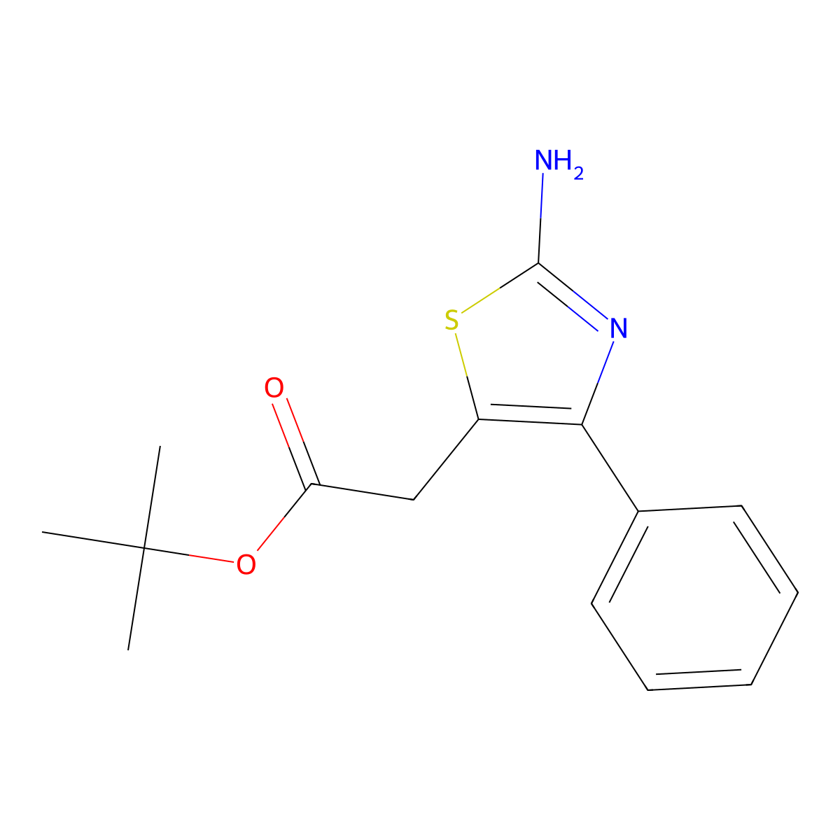 Tert-butyl 2-(2-amino-4-phenyl-1,3-thiazol-5-yl)acetate molecular structure, CAS 2287311-54-8