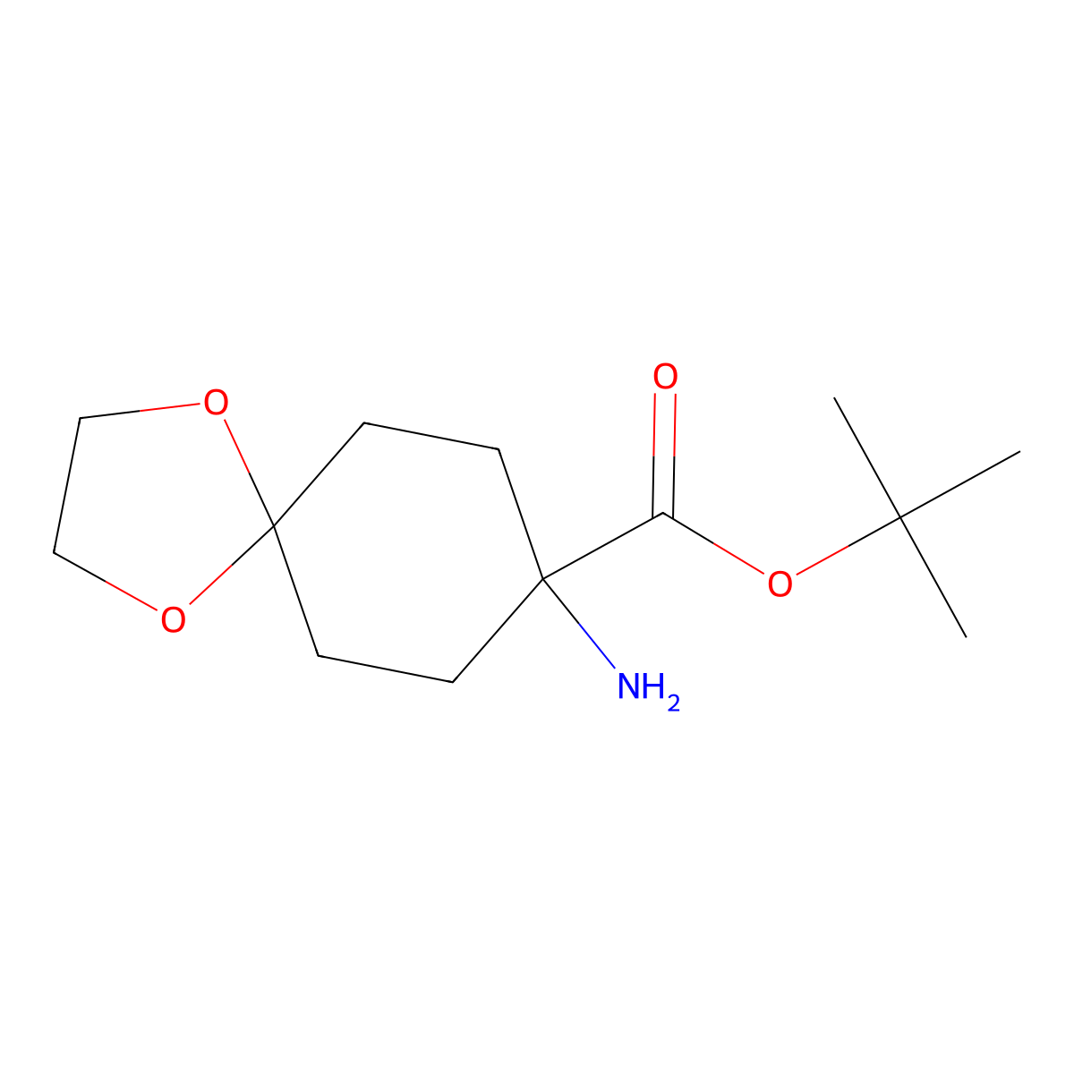 Tert-butyl 8-amino-1,4-dioxaspiro[4.5]decane-8-carboxylate molecular structure, CAS 2287311-60-6