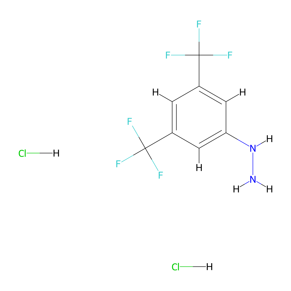 (3,5-Bis(trifluoromethyl)phenyl)hydrazine dihydrochloride molecular structure, CAS 2287311-66-2