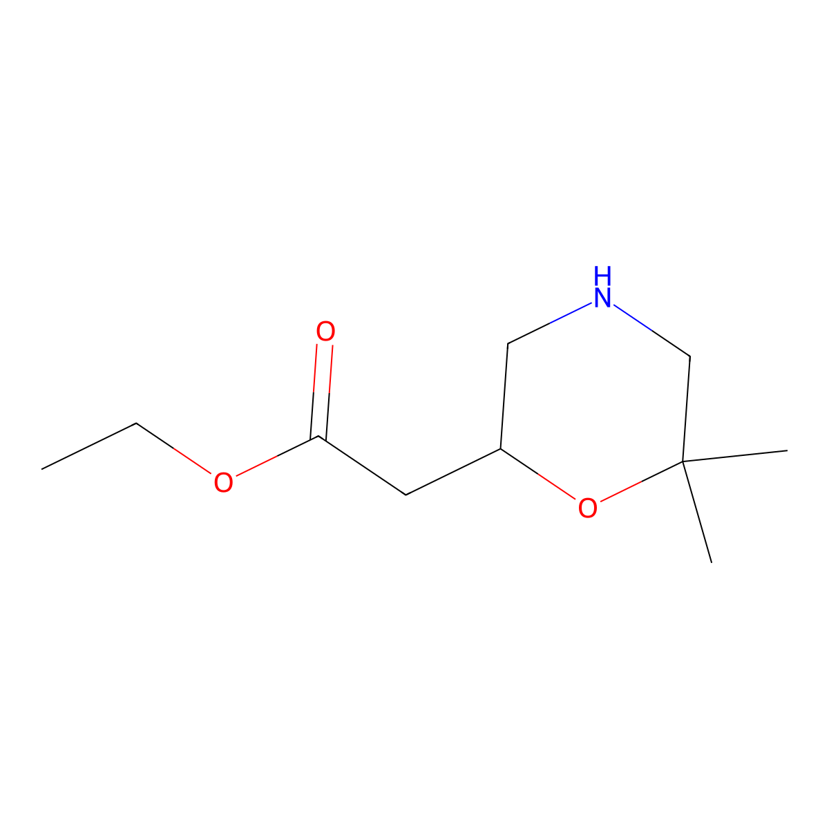 Ethyl 2-(6,6-dimethylmorpholin-2-yl)acetate molecular structure, CAS 2287311-75-3