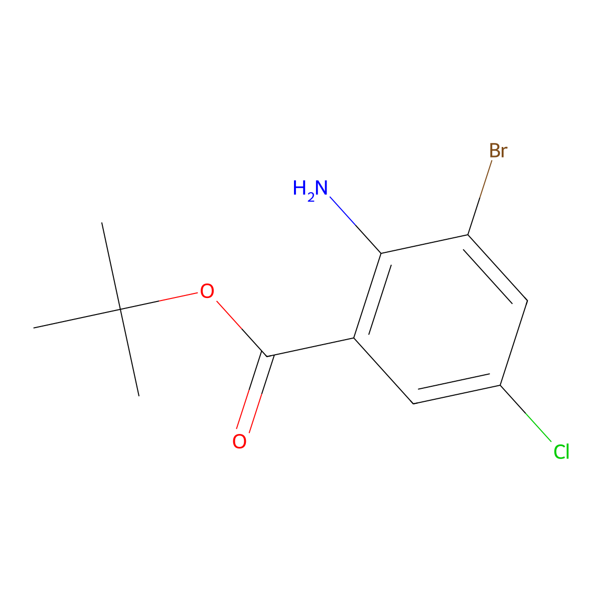 tert-Butyl 2-amino-3-bromo-5-chlorobenzoate molecular structure, CAS 2287312-17-6