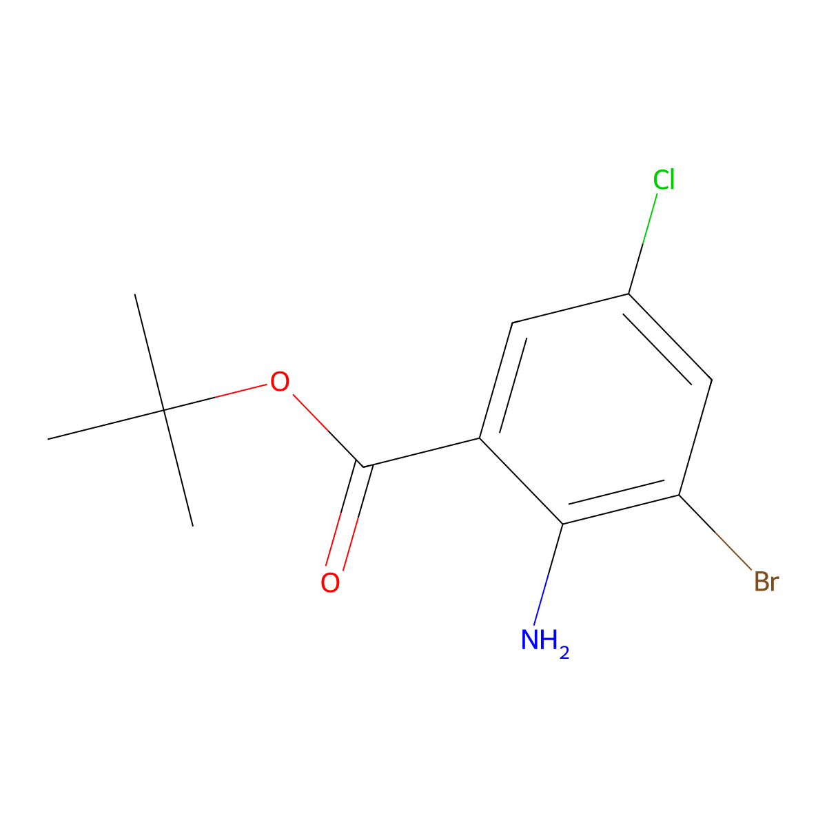 tert-Butyl 2-amino-3-bromo-5-chlorobenzoate molecular structure, CAS 2287312-17-6